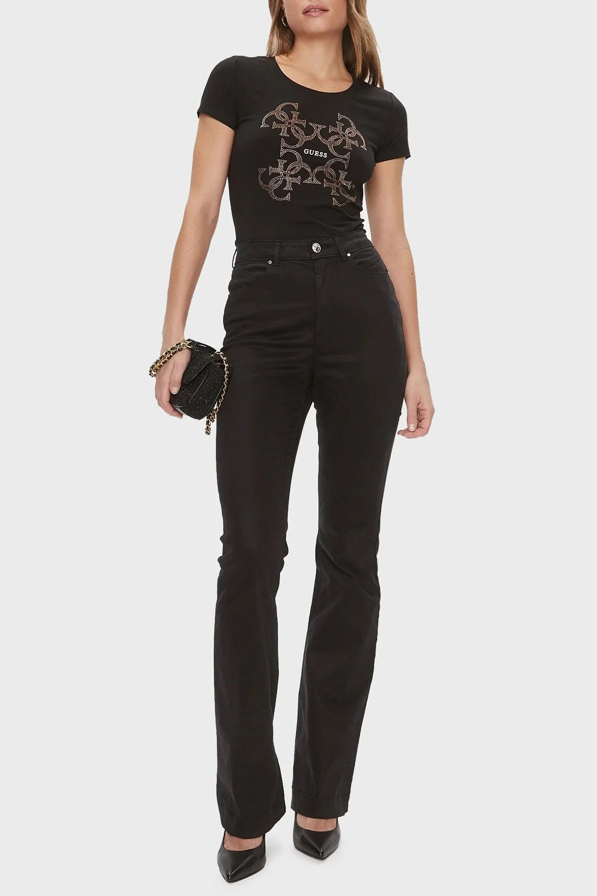 Guess Ss Cn 4G Logo Pamuklu Slim Fit W4RI35 J1314 Bayan T Shirt W4RI35J1314 JBLK SİYAH - 2