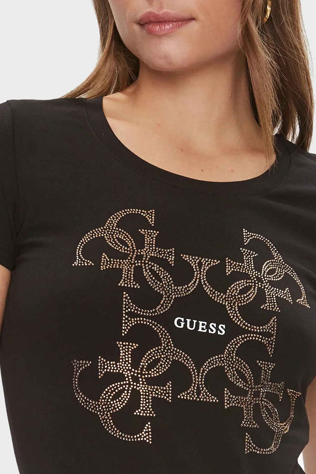 Guess Ss Cn 4G Logo Pamuklu Slim Fit W4RI35 J1314 Bayan T Shirt W4RI35J1314 JBLK SİYAH - 4