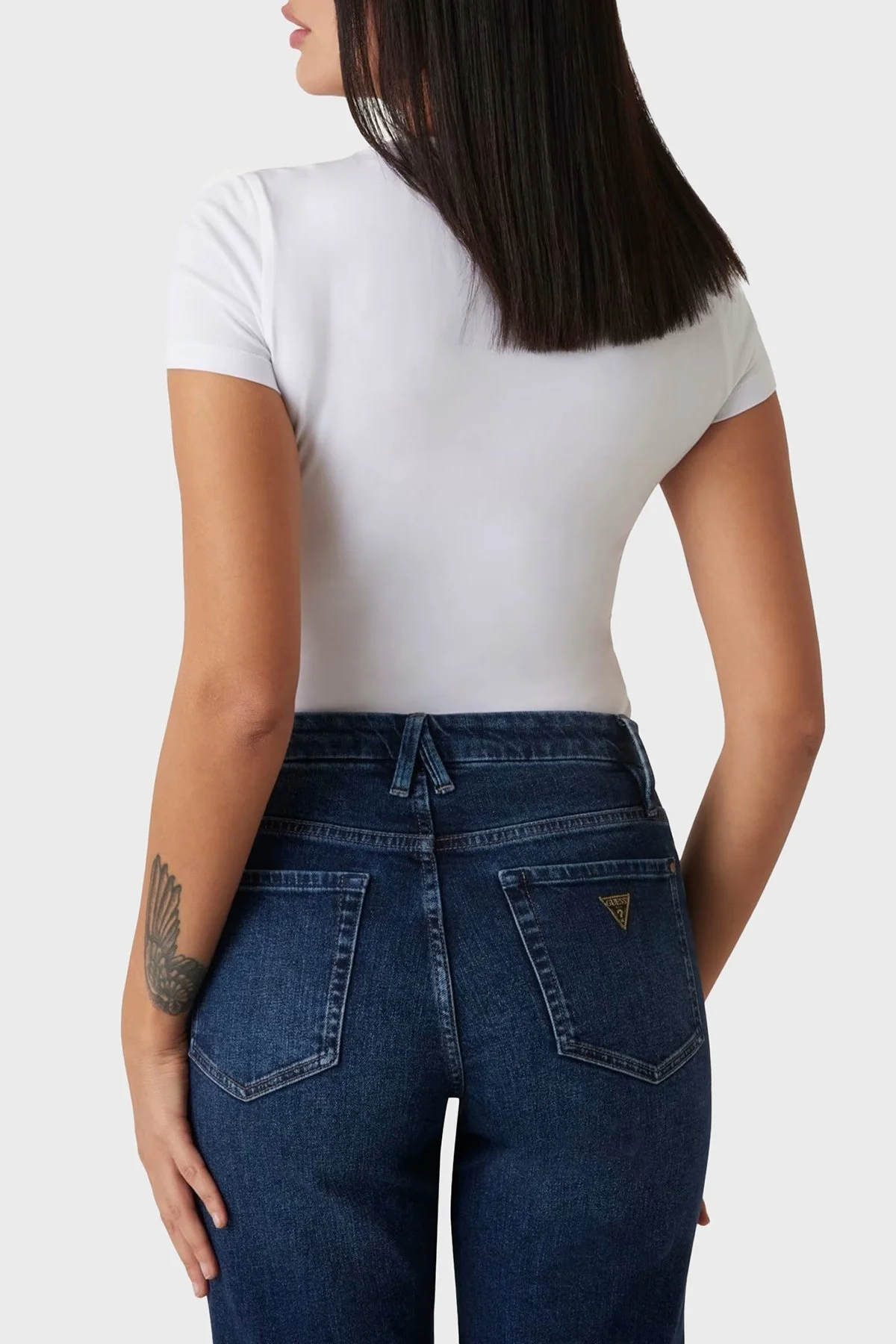 Guess Ss Cn Cheeta Pamuklu Slim Fit Bisiklet Yaka Logolu W5RI22J1314 Bayan T Shirt W5RI22 J1314 G011 BEYAZ - 8