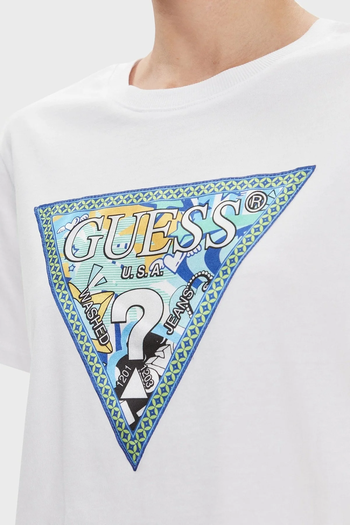 Guess Ss Cn Comic Pamuklu Relaxed Fit W4RI78I3Z14G011 Bayan T Shirt W4RI78I3Z14 G011 BEYAZ - 10