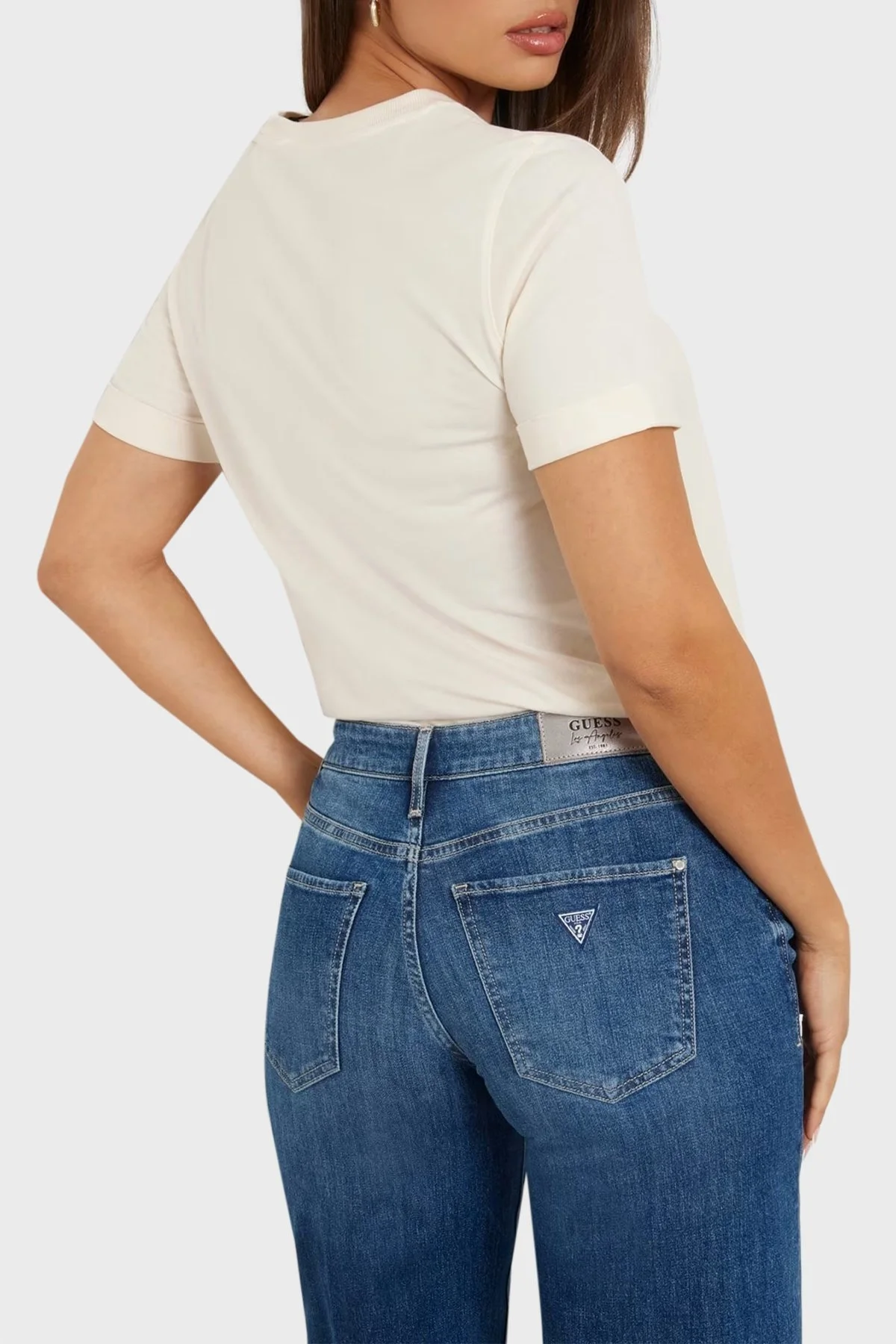 Guess Ss Cn Glittery Pamuklu Regular Fit W4YI09JA914 Bayan T Shirt W4YI09 JA914 G1E0 KREM - 8