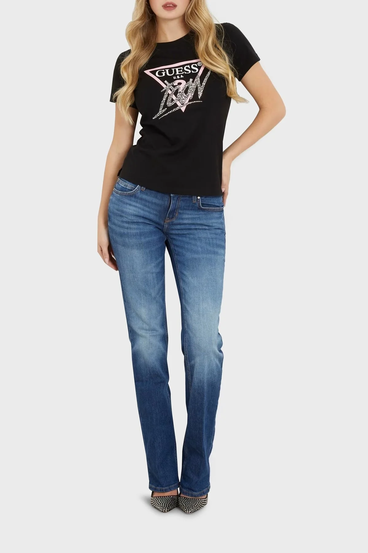Guess Ss Cn Icon Pamuklu Regular Fit W4GI20I3Z14 Bayan T Shirt W4GI20 I3Z14 JBLK SİYAH - 2