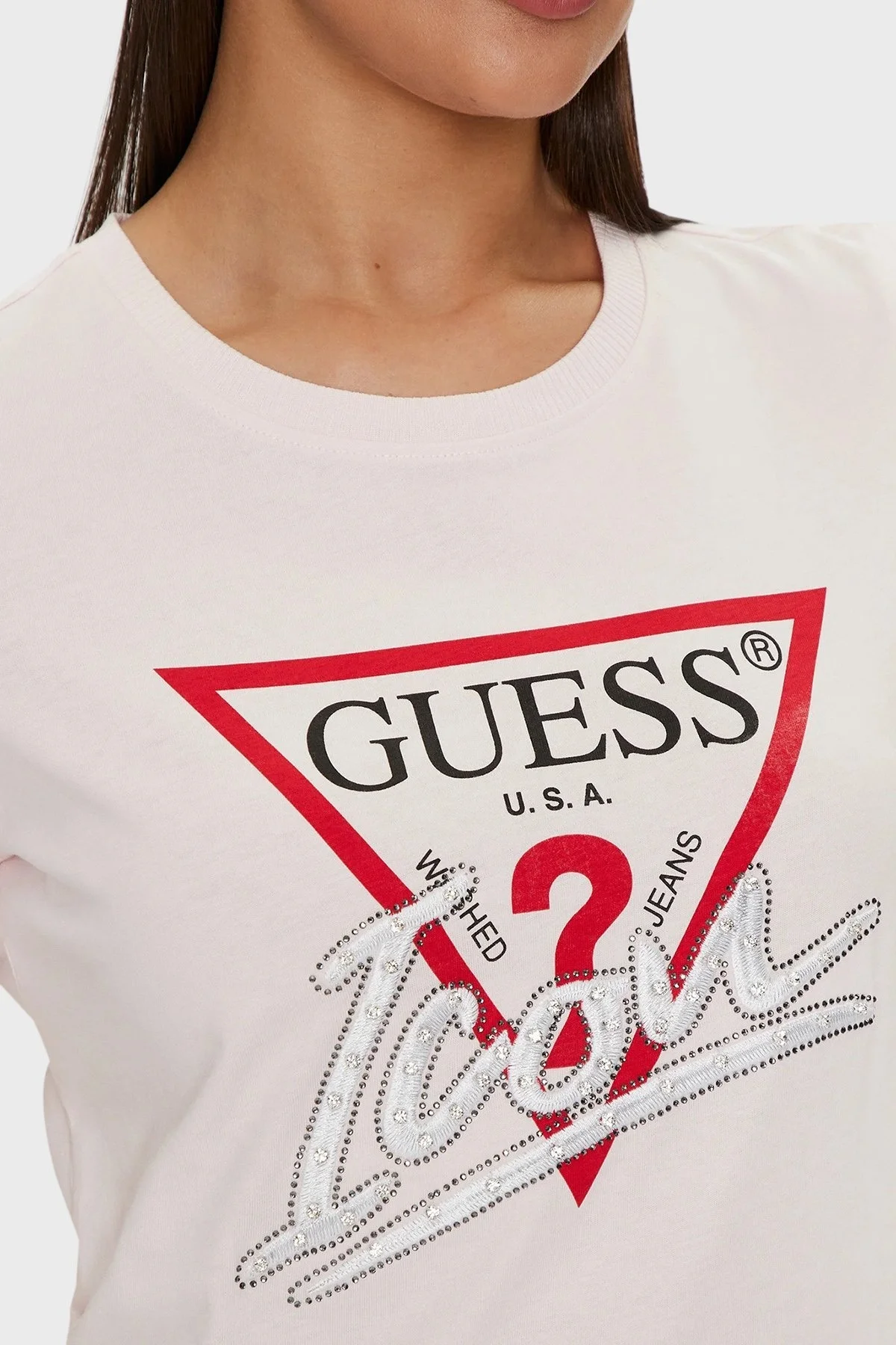 Guess Ss Cn Icon Pamuklu Regular Fit W4YI32I3Z14 Bayan T Shirt W4YI32 I3Z14 A60W PUDRA - 4
