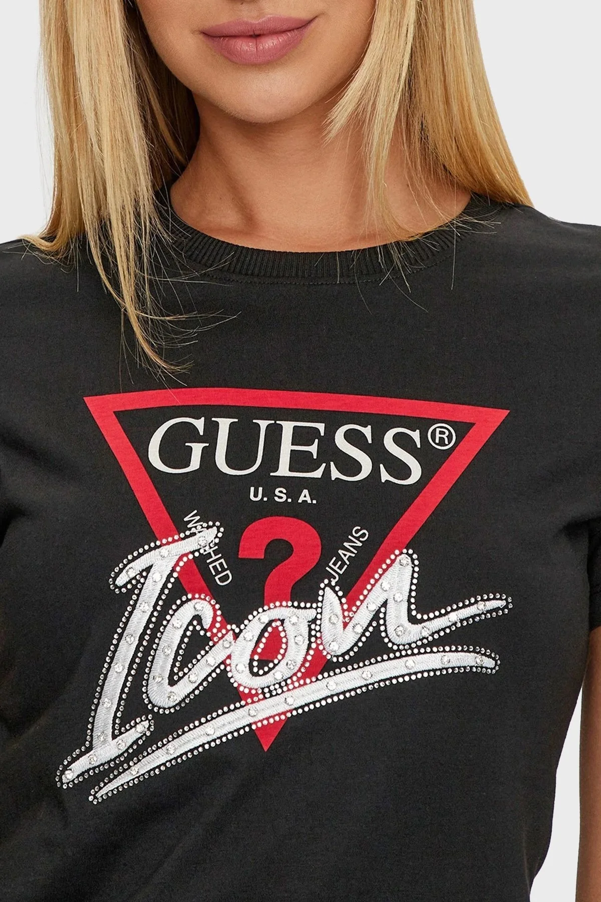 Guess Ss Cn Icon Pamuklu Regular Fit W4YI32I3Z14 Bayan T Shirt W4YI32 I3Z14 JBLK SİYAH - 4