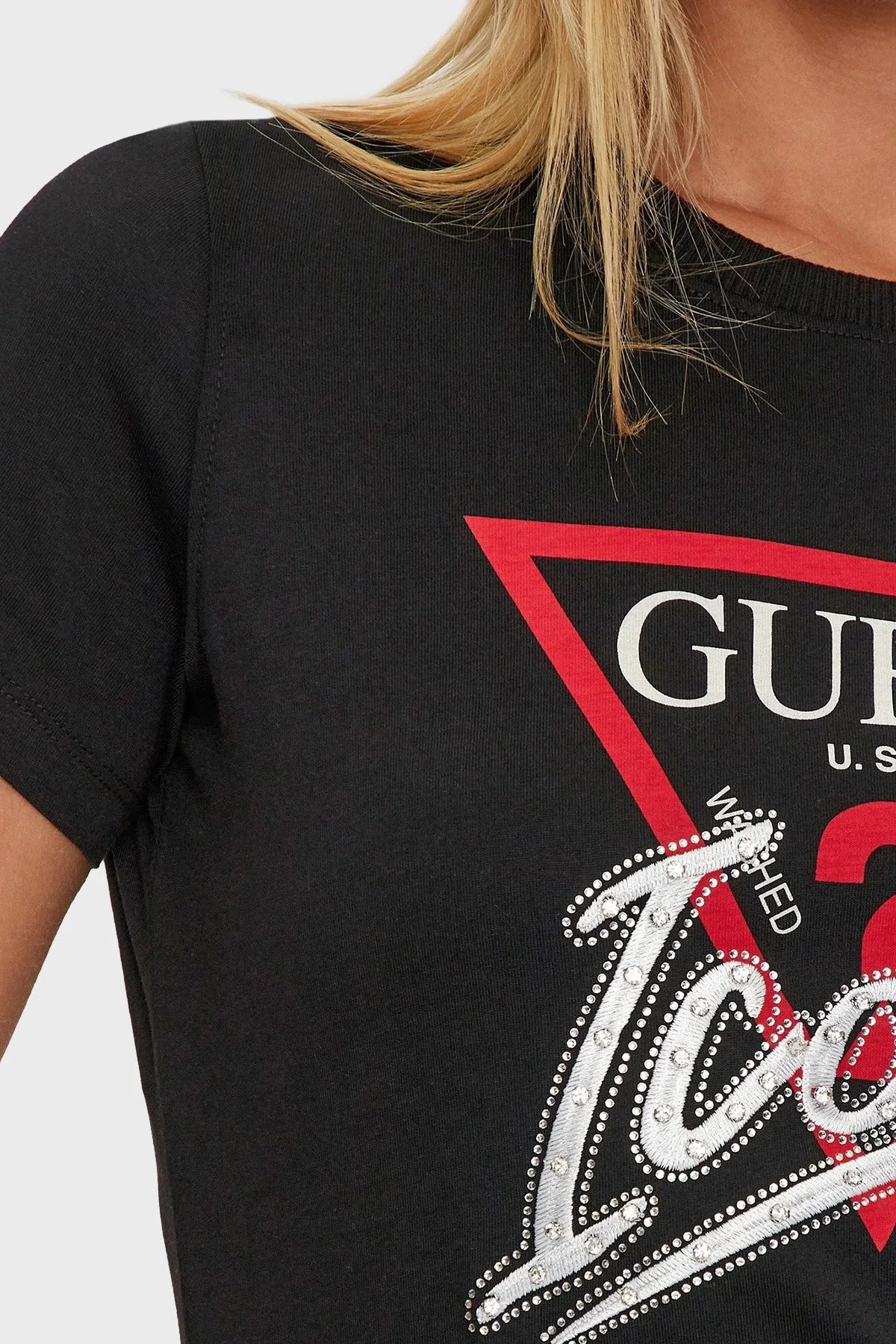 Guess Ss Cn Icon Pamuklu Regular Fit W4YI32I3Z14 Bayan T Shirt W4YI32 I3Z14 JBLK SİYAH - 5