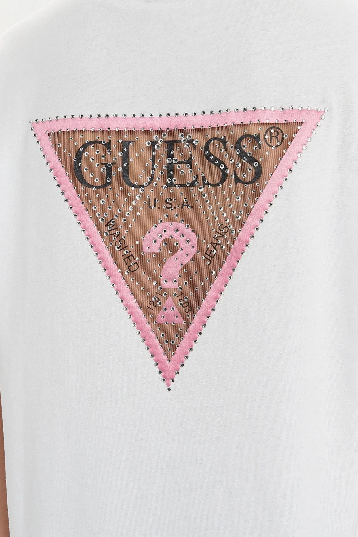 Guess Ss Cn Mesh Triangle Pamuklu Relaxed Fit W4GI35JA914 Bayan T Shirt W4GI35 JA914 G011 BEYAZ - 4