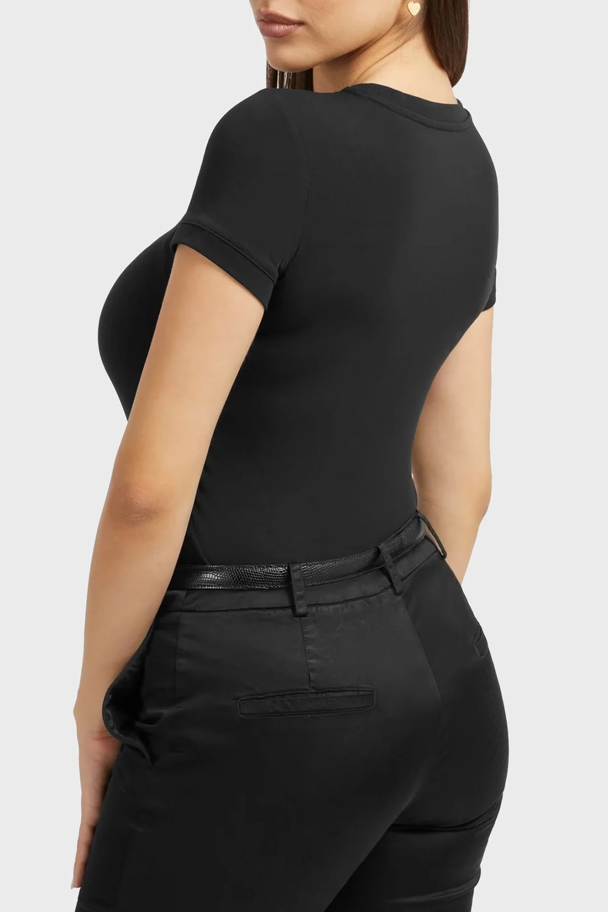 Guess Ss Cn Mini Pamuklu Slim Fit Bisiklet Yaka Bayan T Shirt W3YI20I3Z14 JBLK SİYAH - 2