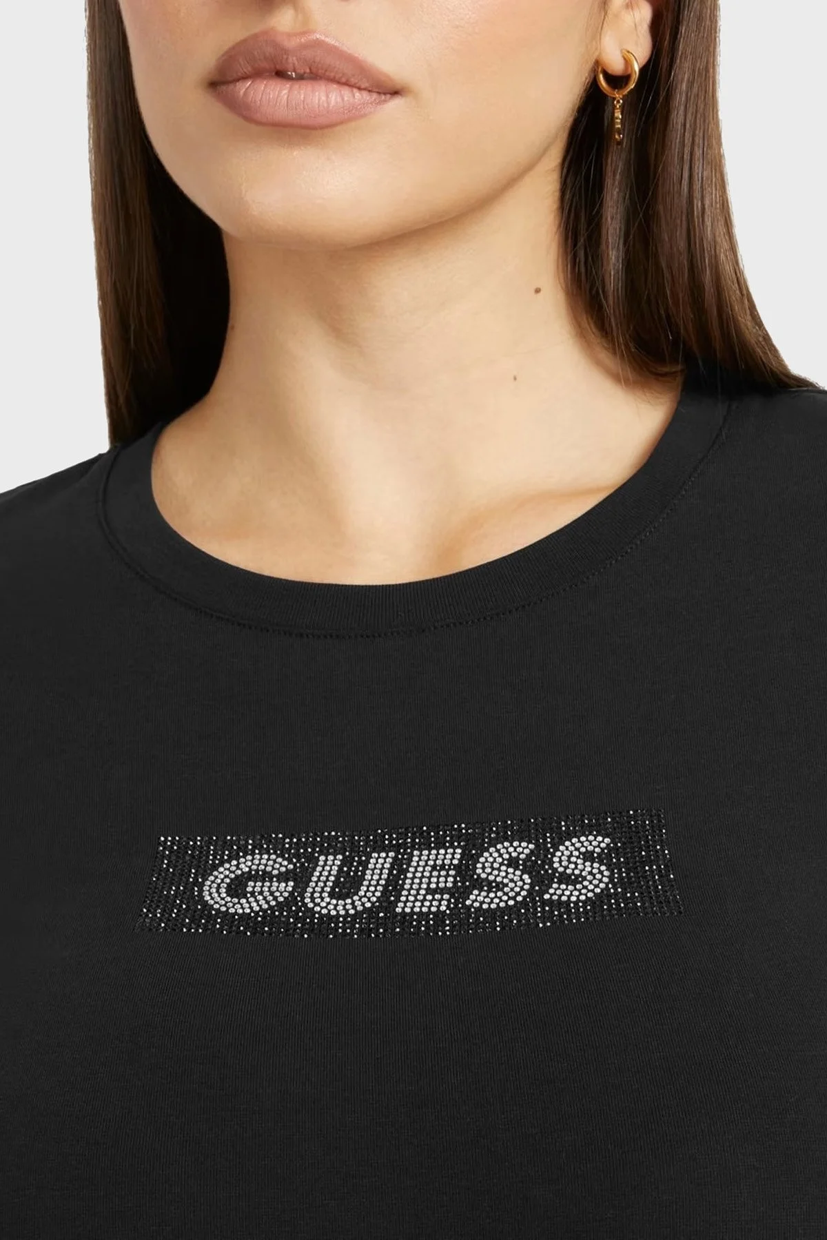 Guess Ss Cn Mini Pamuklu Slim Fit Bisiklet Yaka Bayan T Shirt W3YI20I3Z14 JBLK SİYAH - 4
