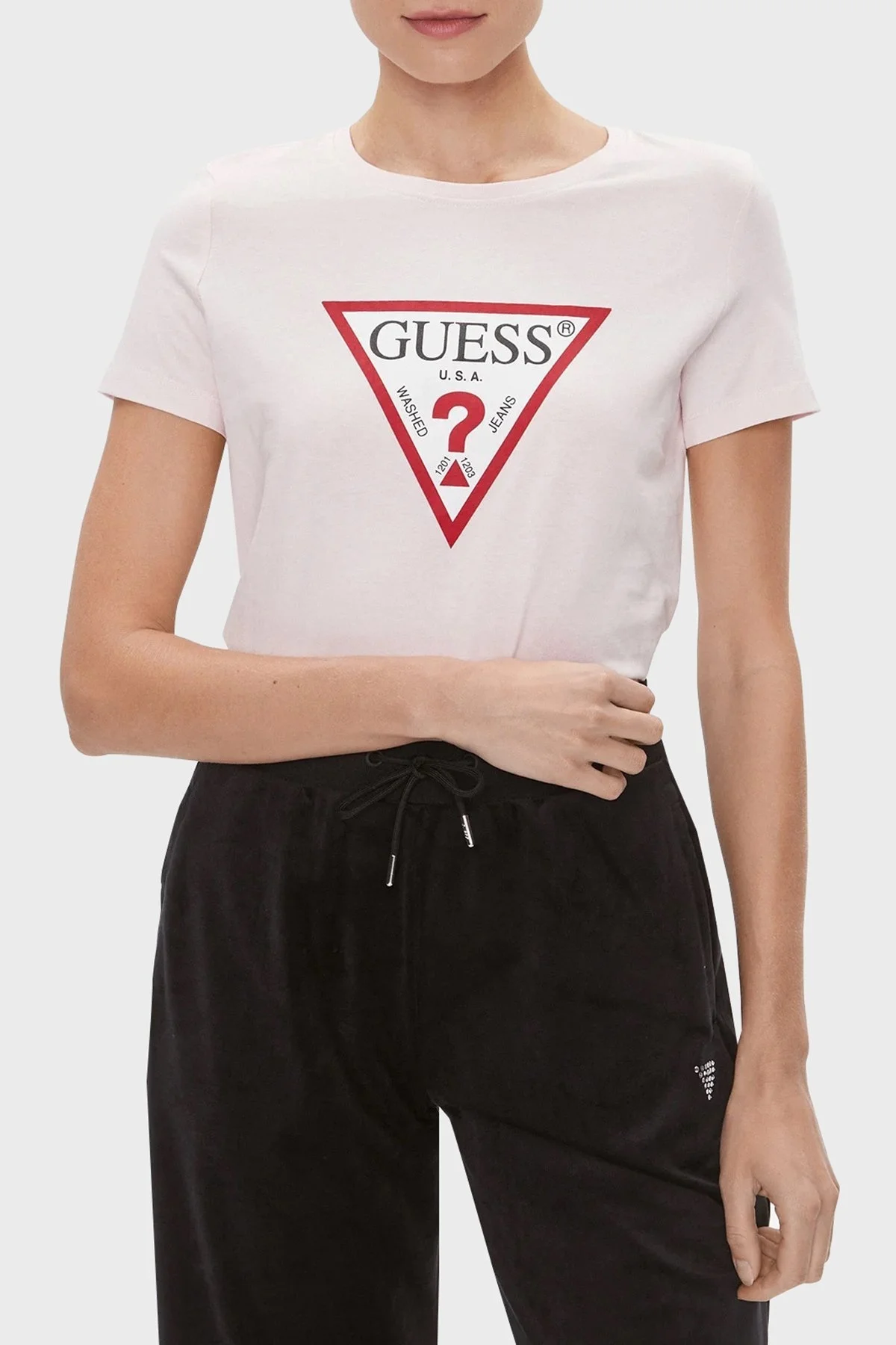 Guess Ss Cn Original Pamuklu Slim Fit Bisiklet Yaka W1YI1B I3Z14 Bayan T Shirt W1YI1BI3Z14 A60W PUDRA - 9