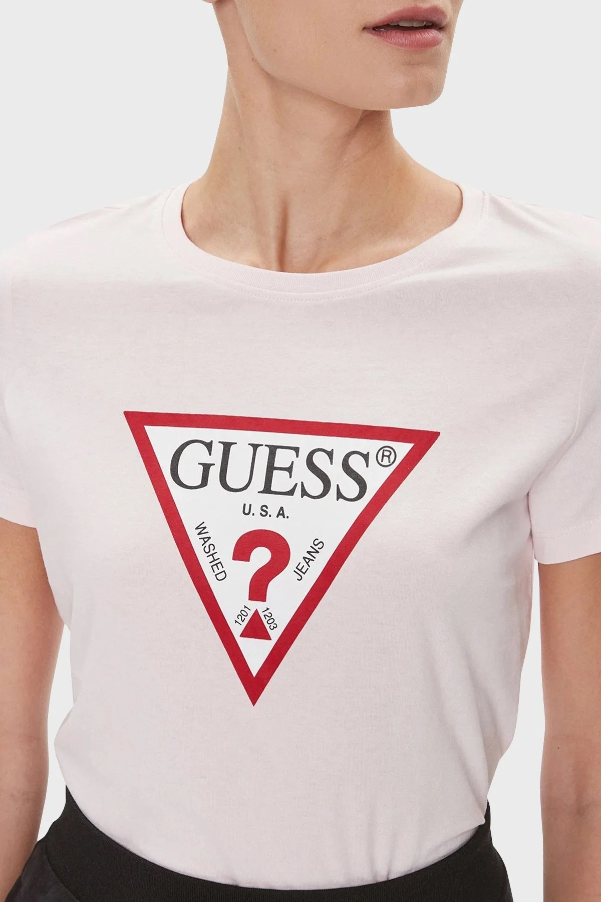 Guess Ss Cn Original Pamuklu Slim Fit Bisiklet Yaka W1YI1B I3Z14 Bayan T Shirt W1YI1BI3Z14 A60W PUDRA - 12
