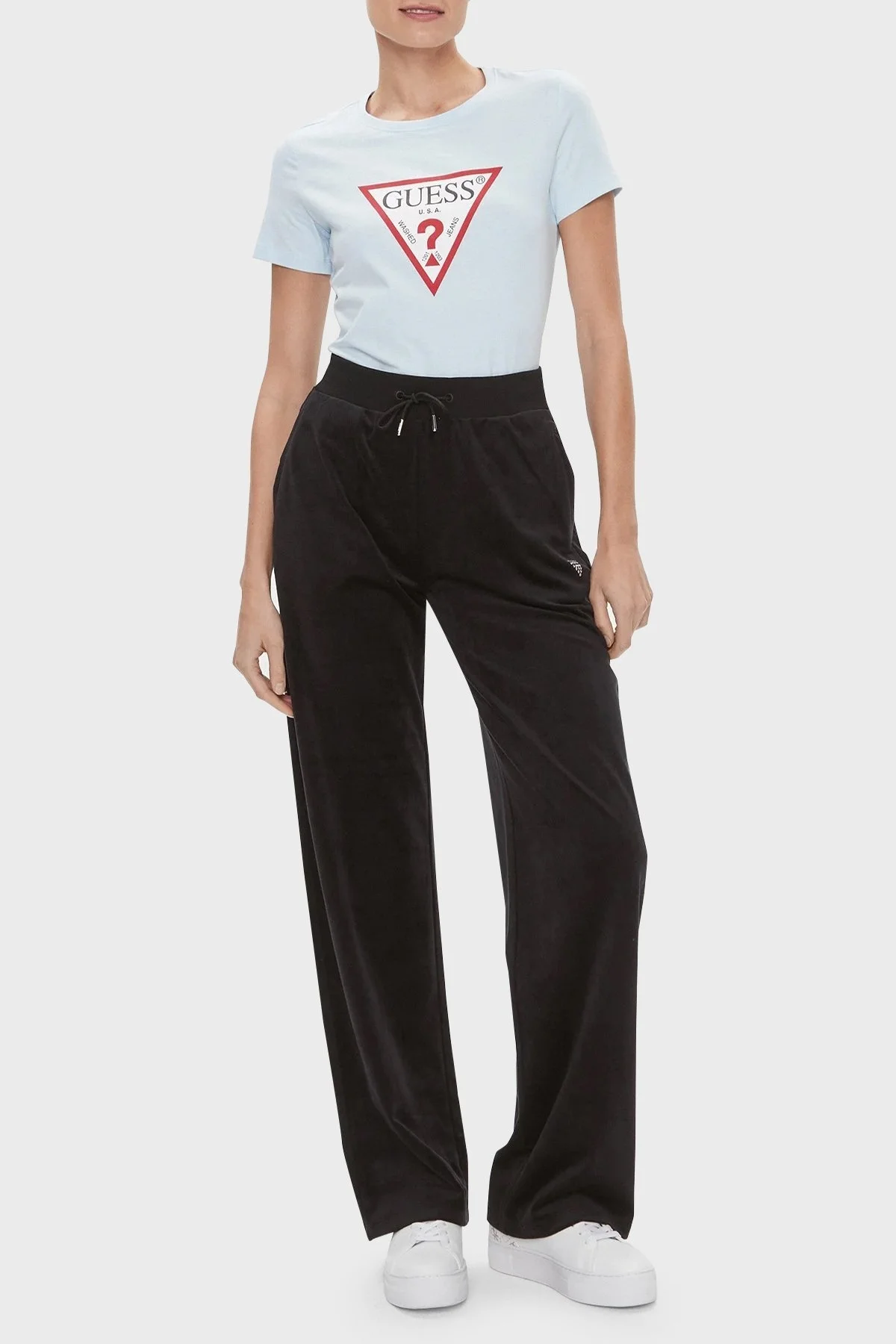 Guess Ss Cn Original Pamuklu Slim Fit Bisiklet Yaka W1YI1B I3Z14 Bayan T Shirt W1YI1BI3Z14 A72R AÇIK MAVİ - 2