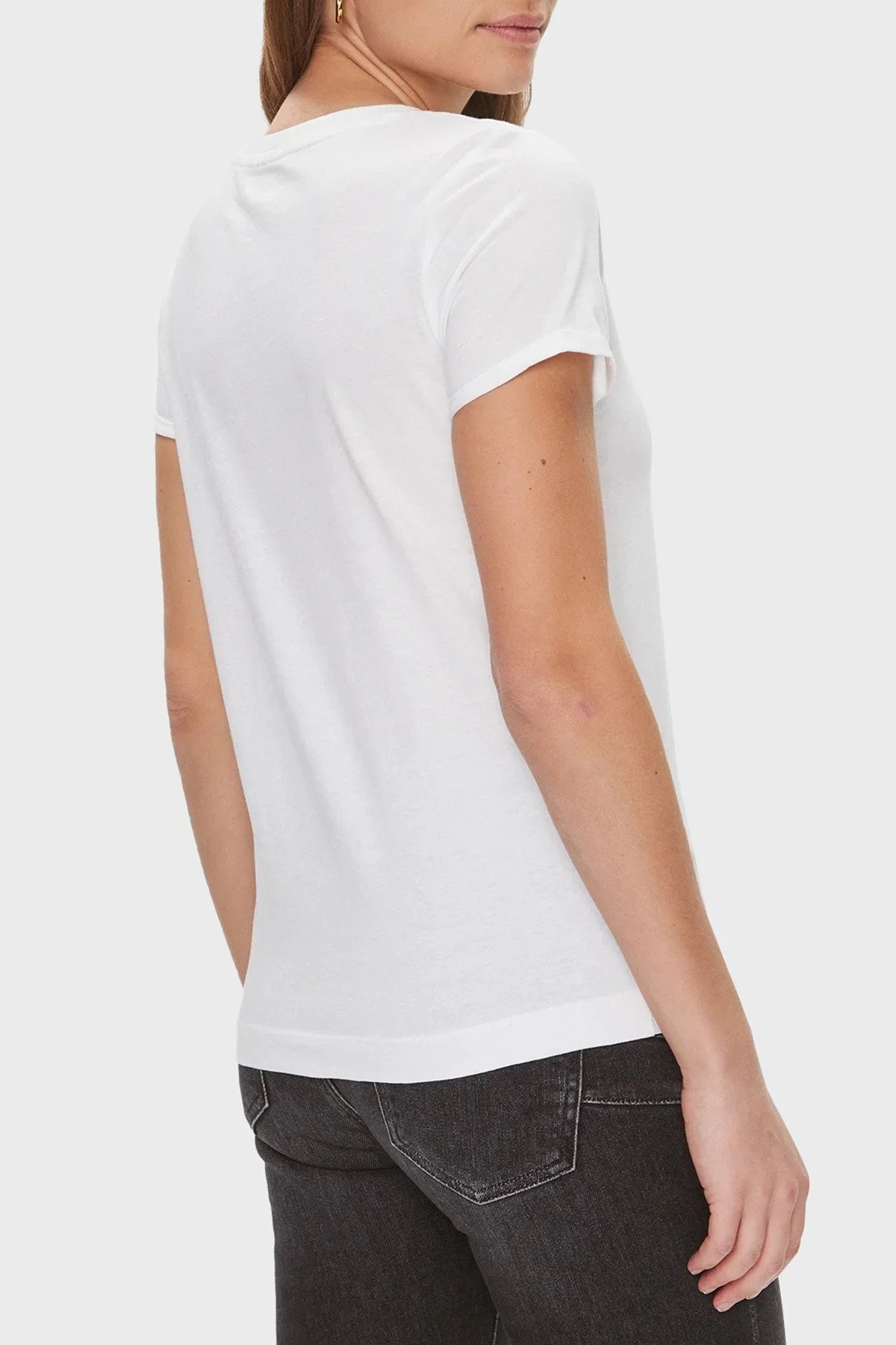 Guess Ss Cn Pamuklu Slim Fit Bisiklet Yaka W4RI24 JA914 Bayan T Shirt W4RI24JA914 G011 BEYAZ - 2
