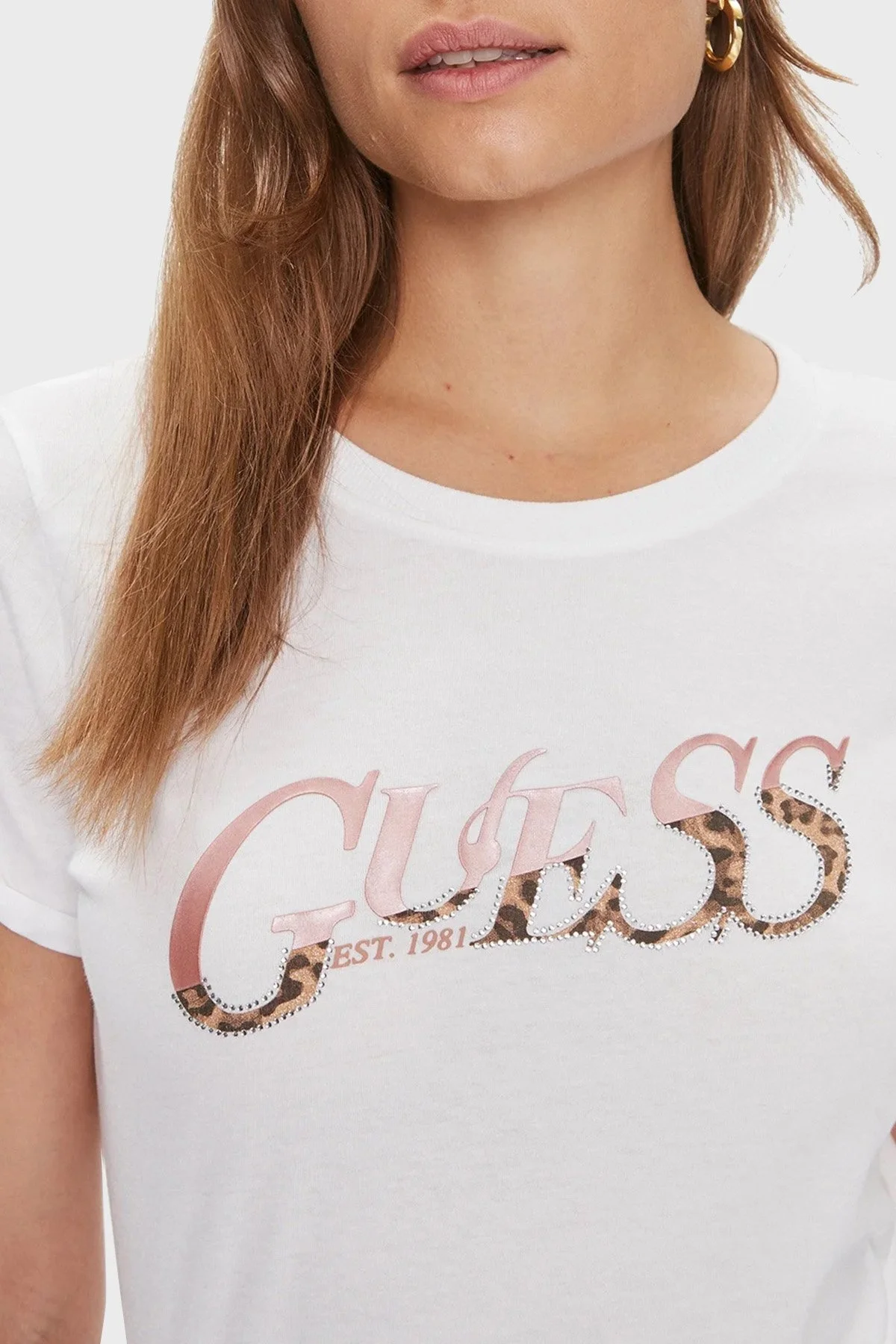 Guess Ss Cn Pamuklu Slim Fit Bisiklet Yaka W4RI24 JA914 Bayan T Shirt W4RI24JA914 G011 BEYAZ - 4