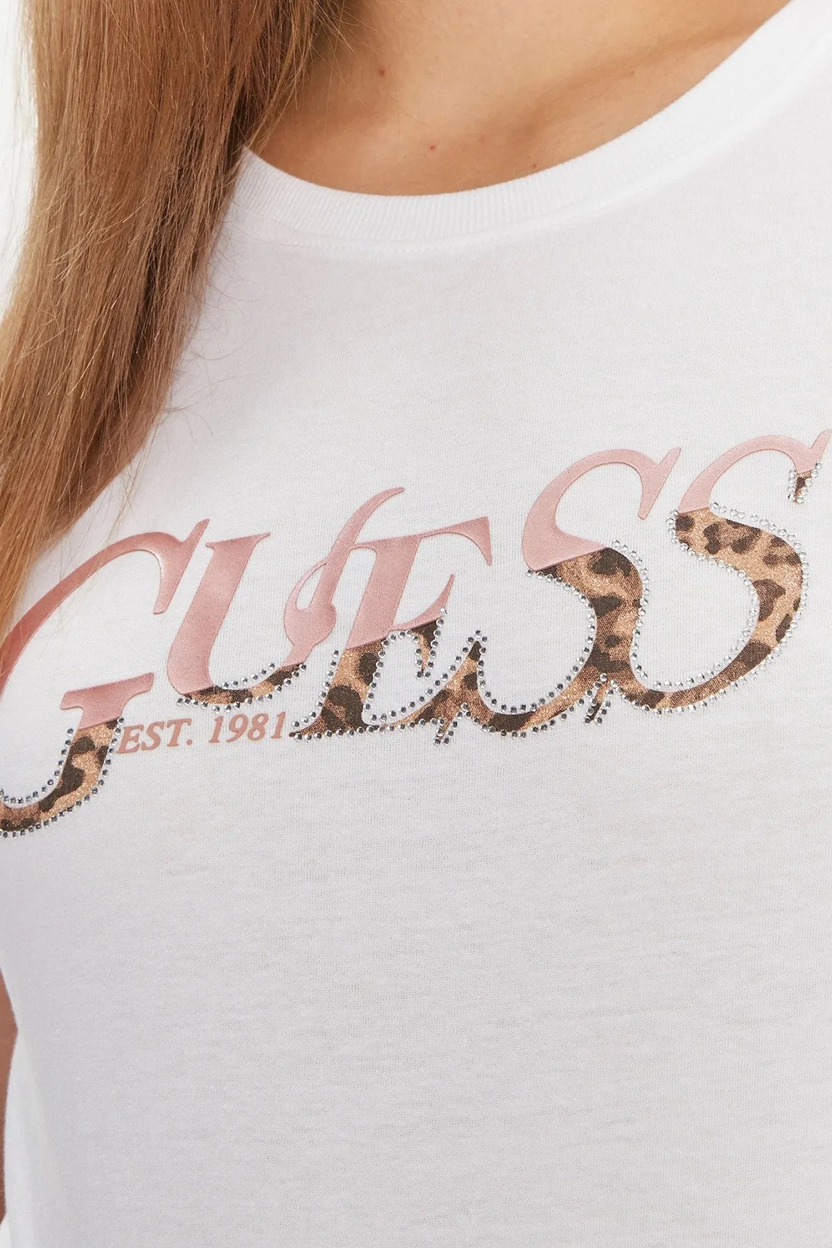 Guess Ss Cn Pamuklu Slim Fit Bisiklet Yaka W4RI24 JA914 Bayan T Shirt W4RI24JA914 G011 BEYAZ - 5