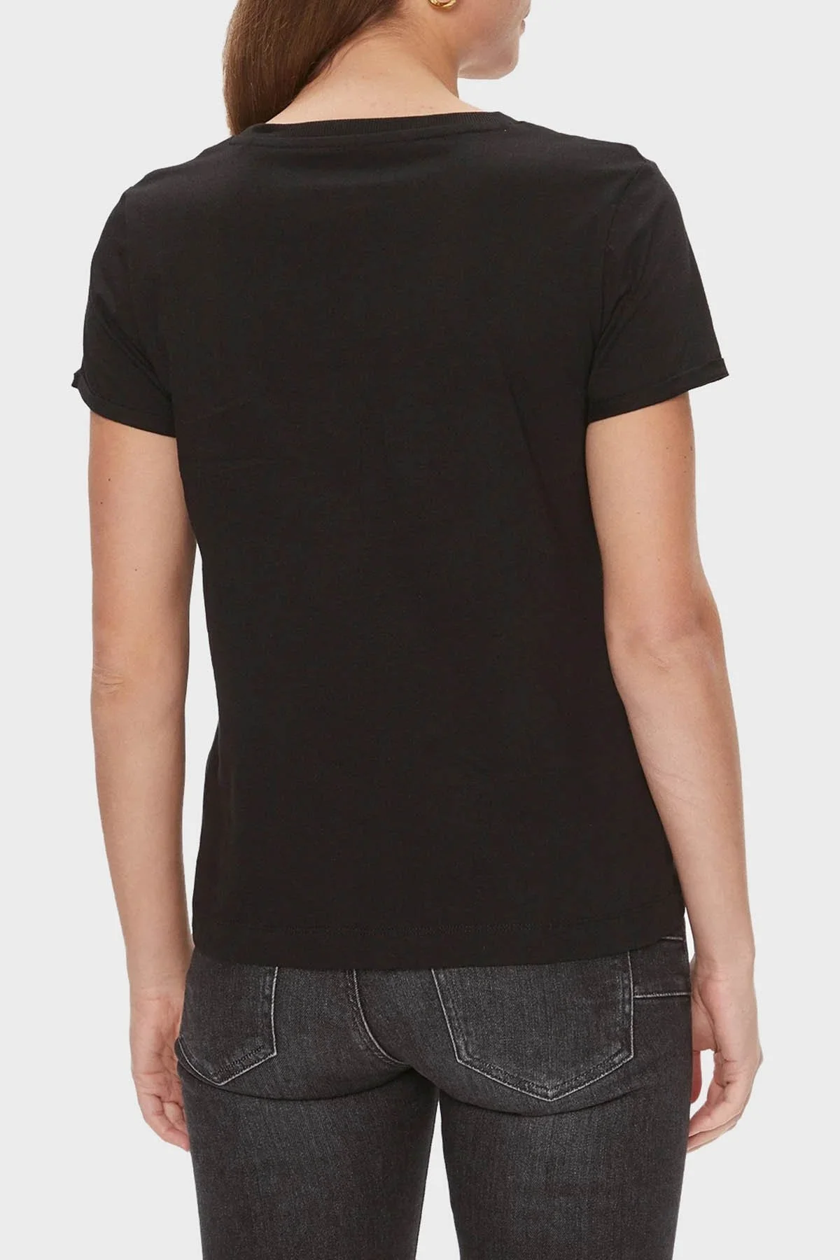 Guess Ss Cn Pamuklu Slim Fit Bisiklet Yaka W4RI24 JA914 Bayan T Shirt W4RI24JA914 JBLK SİYAH - 2