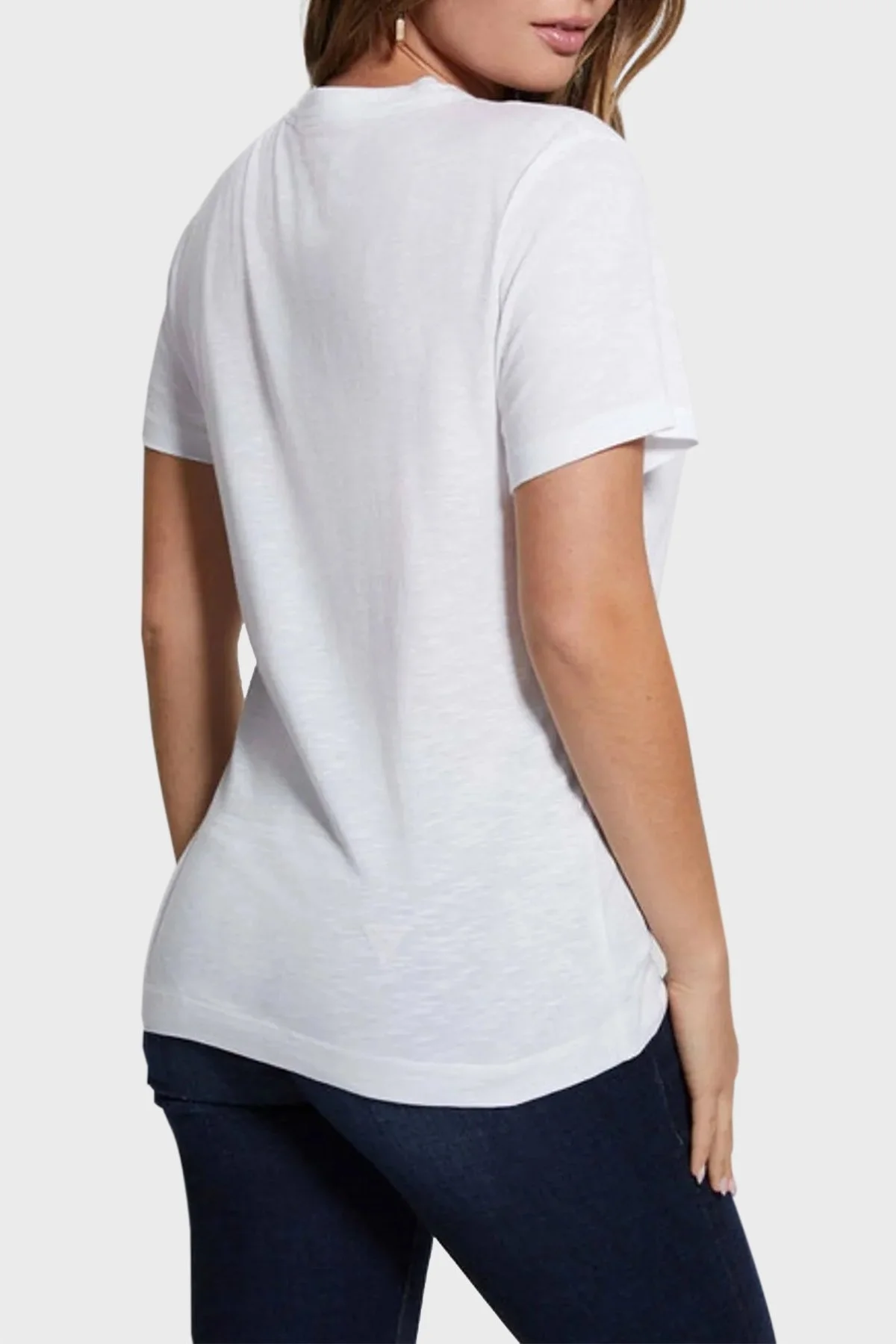 Guess Ss Cn Pyramide Pamuklu Bisiklet Yaka W4YI35KC8T0 Bayan T Shirt W4YI35 KC8T0 G011 BEYAZ - 2