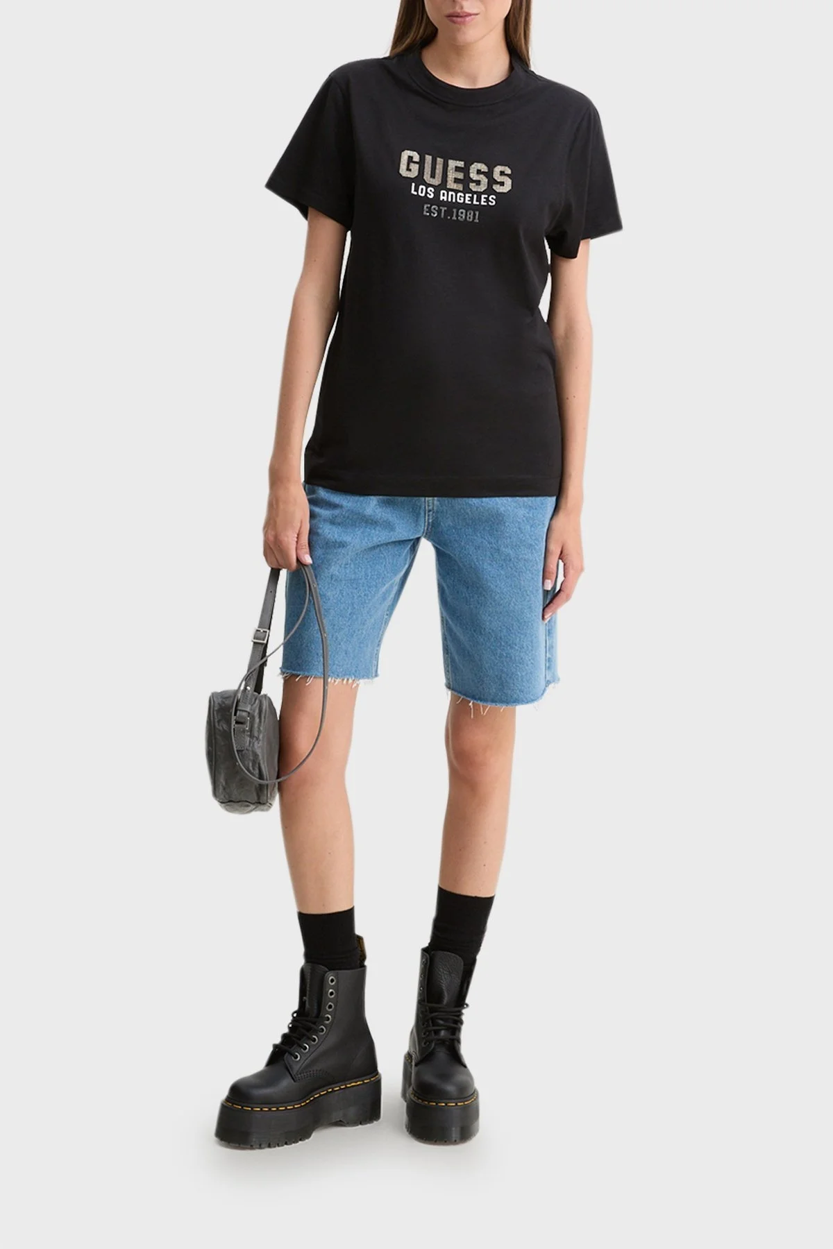 Guess Ss Cn Pyramide Pamuklu Bisiklet Yaka W4YI35KC8T0 Bayan T Shirt W4YI35 KC8T0 JBLK SİYAH - 3