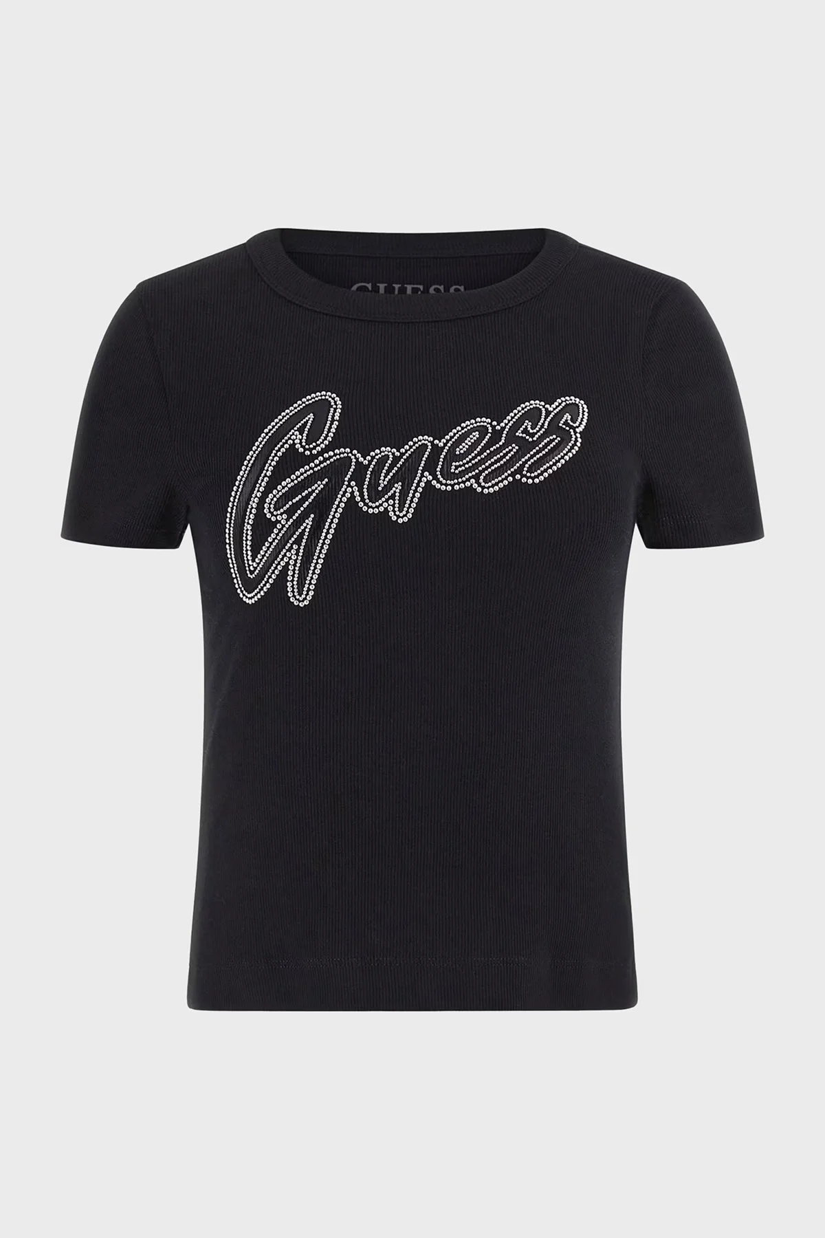 Guess Ss Cn Rib Logolu Streç Pamuklu Slim Fit Bisiklet Yaka W5RI68KA0H1 Bayan T Shirt W5RI68 KA0H1 JBLK SİYAH - 12