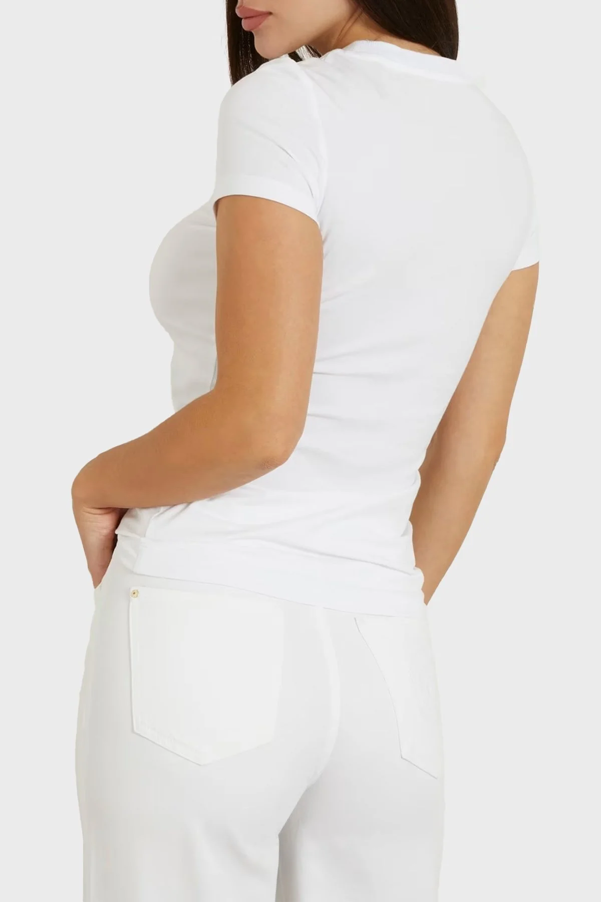 Guess Ss Cn Sangallo Streç Pamuklu Slim Fit W4GI14J1314 Bayan T Shirt W4GI14 J1314 G011 BEYAZ - 2
