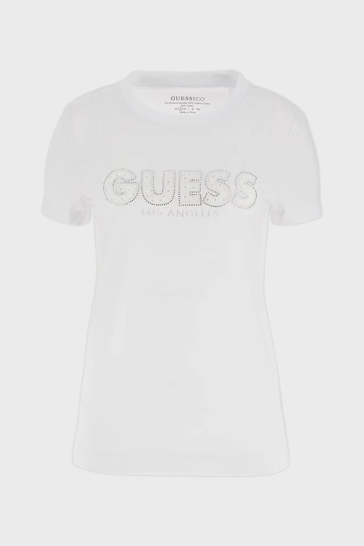 Guess Ss Cn Sangallo Streç Pamuklu Slim Fit W4GI14J1314 Bayan T Shirt W4GI14 J1314 G011 BEYAZ - 4