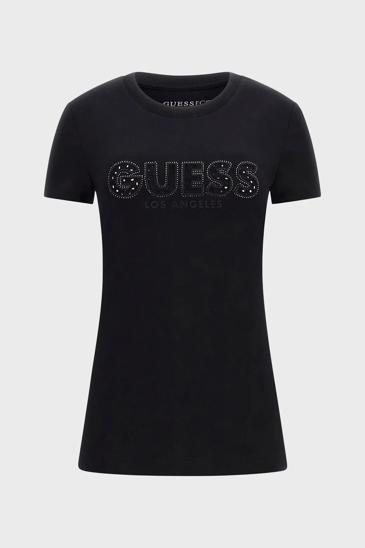 Guess Ss Cn Sangallo Streç Pamuklu Slim Fit W4GI14J1314 Bayan T Shirt W4GI14 J1314 JBLK SİYAH - 5