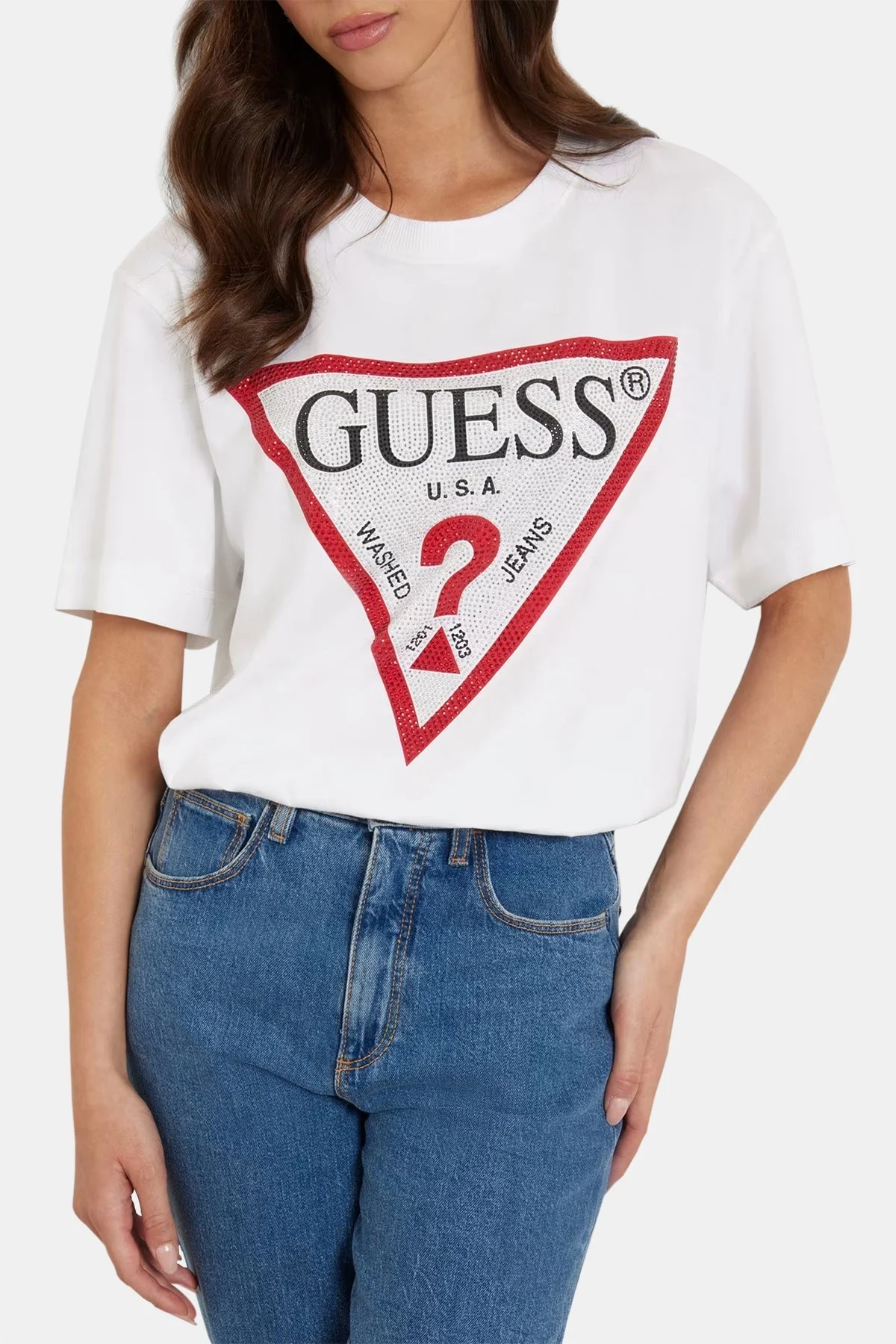 Guess Ss Cn Shiny Pamuklu Bisiklet Yaka W4YI34I3Z14 Bayan T Shirt W4YI34 I3Z14 G011 BEYAZ - 4