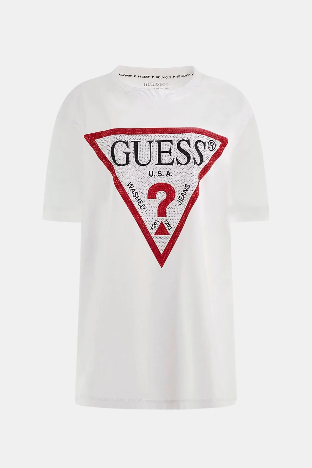 Guess Ss Cn Shiny Pamuklu Bisiklet Yaka W4YI34I3Z14 Bayan T Shirt W4YI34 I3Z14 G011 BEYAZ - 5