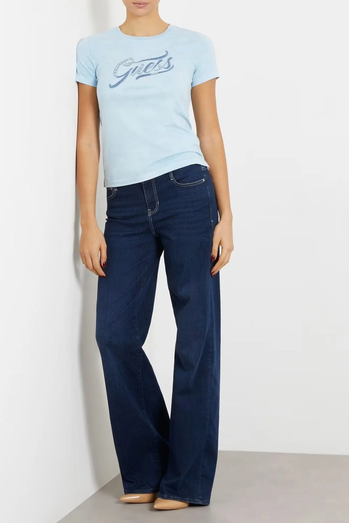 Guess Ss Cn Stone & Embro Pamuklu Regular Fit W4RI52 I3Z14 Bayan T Shirt W4RI52I3Z14 F7XR MİNT - 2