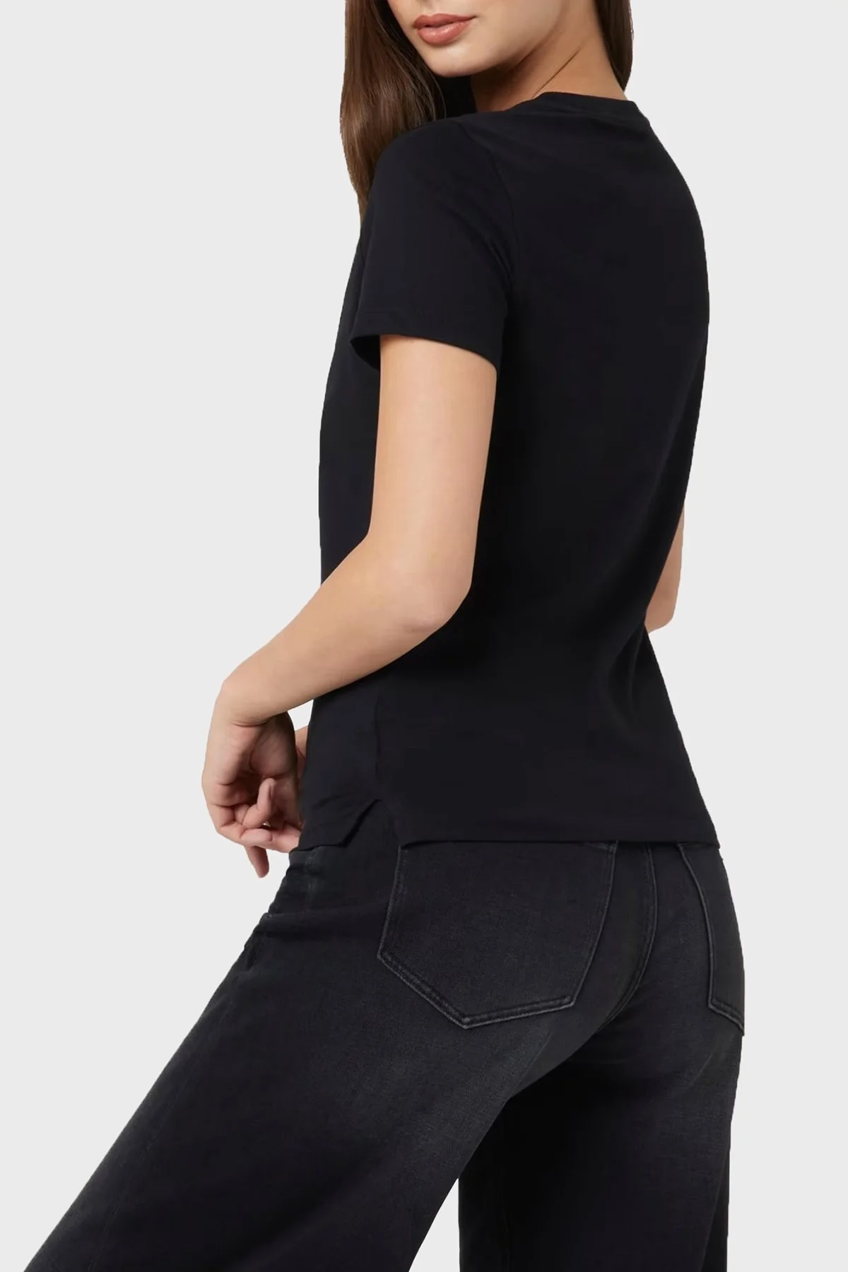 Guess Ss Cn Triangle % 100 Pamuk Regular Fit Logolu W5RI10I3Z14 Bayan T Shirt W5RI10 I3Z14 JBLK SİYAH - 7