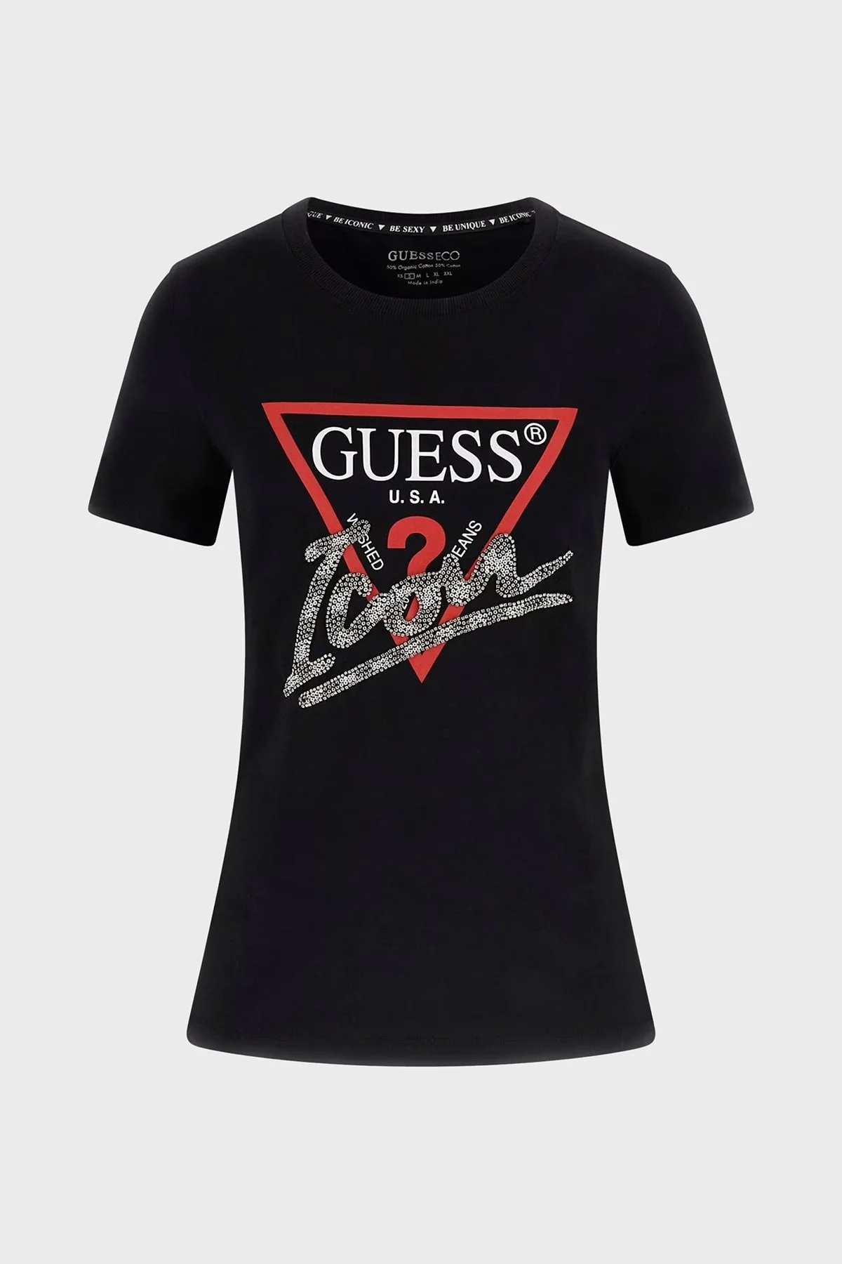 Guess Ss Cn Triangle % 100 Pamuk Regular Fit Logolu W5RI10I3Z14 Bayan T Shirt W5RI10 I3Z14 JBLK SİYAH - 10