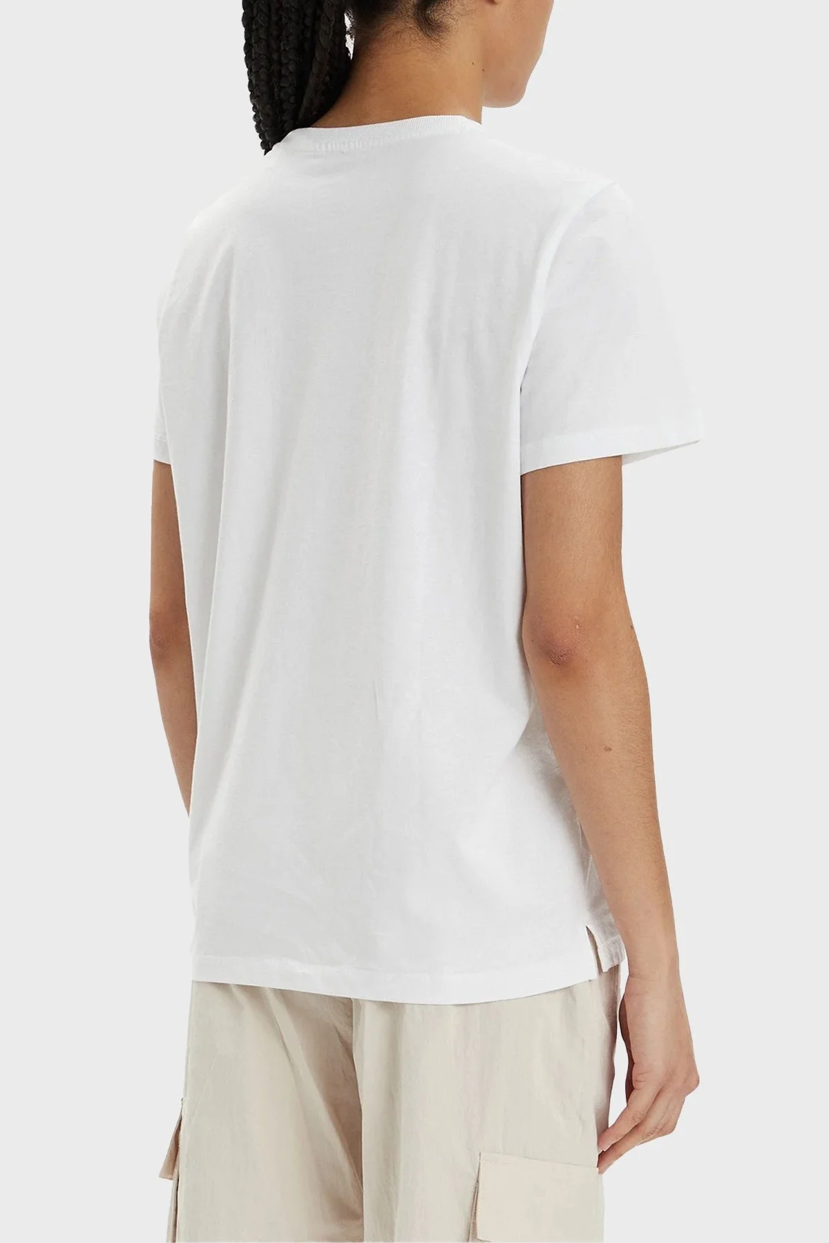 Guess Ss Cn Triangle Streç Pamuklu Slim Fit W4GI24J1314 Bayan T Shirt W4GI24 J1314 G011 BEYAZ - 2