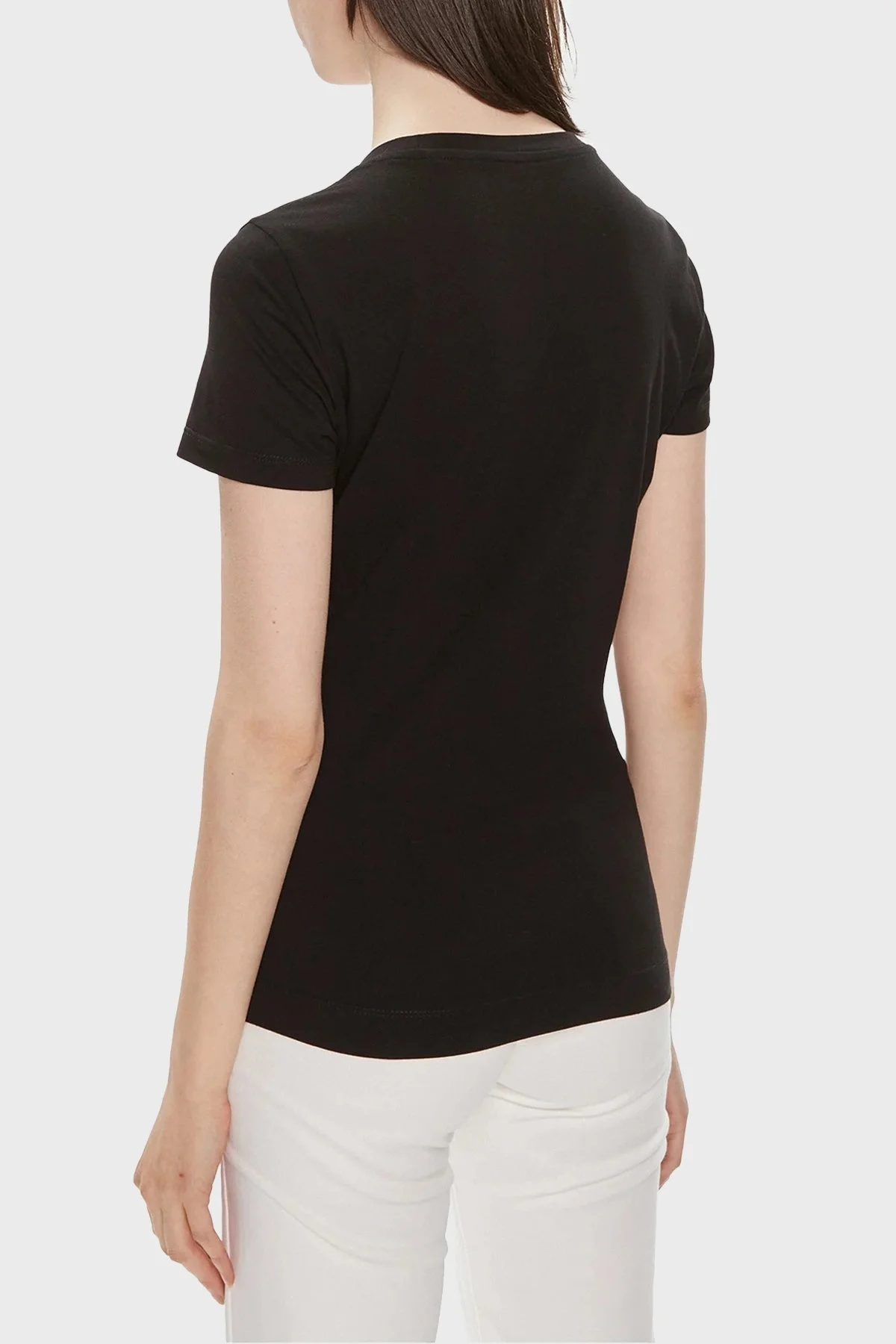 Guess Ss Cn Triangle Streç Pamuklu Slim Fit W4GI24J1314 Bayan T Shirt W4GI24 J1314 JBLK SİYAH - 2