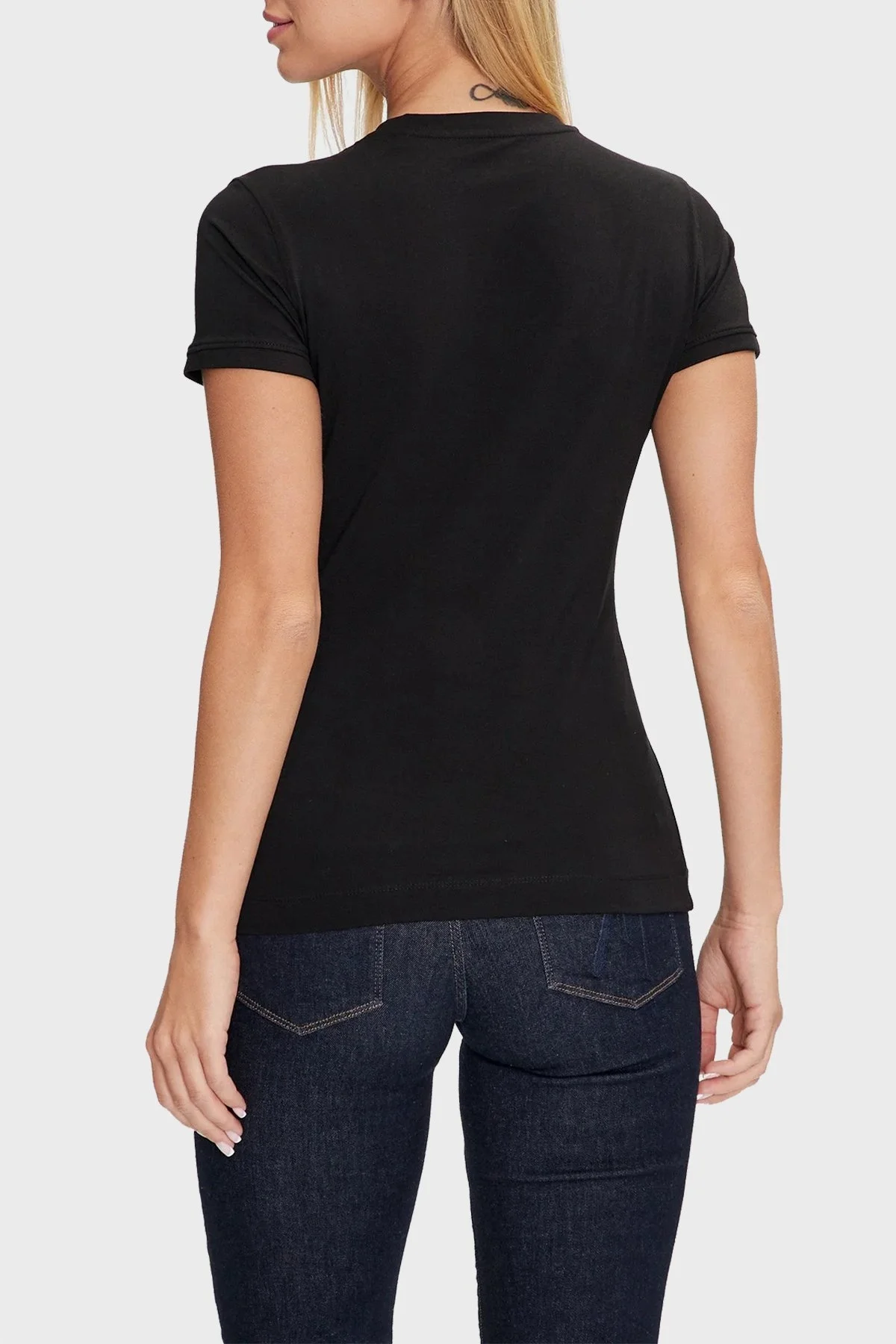 Guess Ss Cn Triangle Streç Pamuklu Slim Fit W4YI40J1314 Bayan T Shirt W4YI40 J1314 JBLK SİYAH - 2