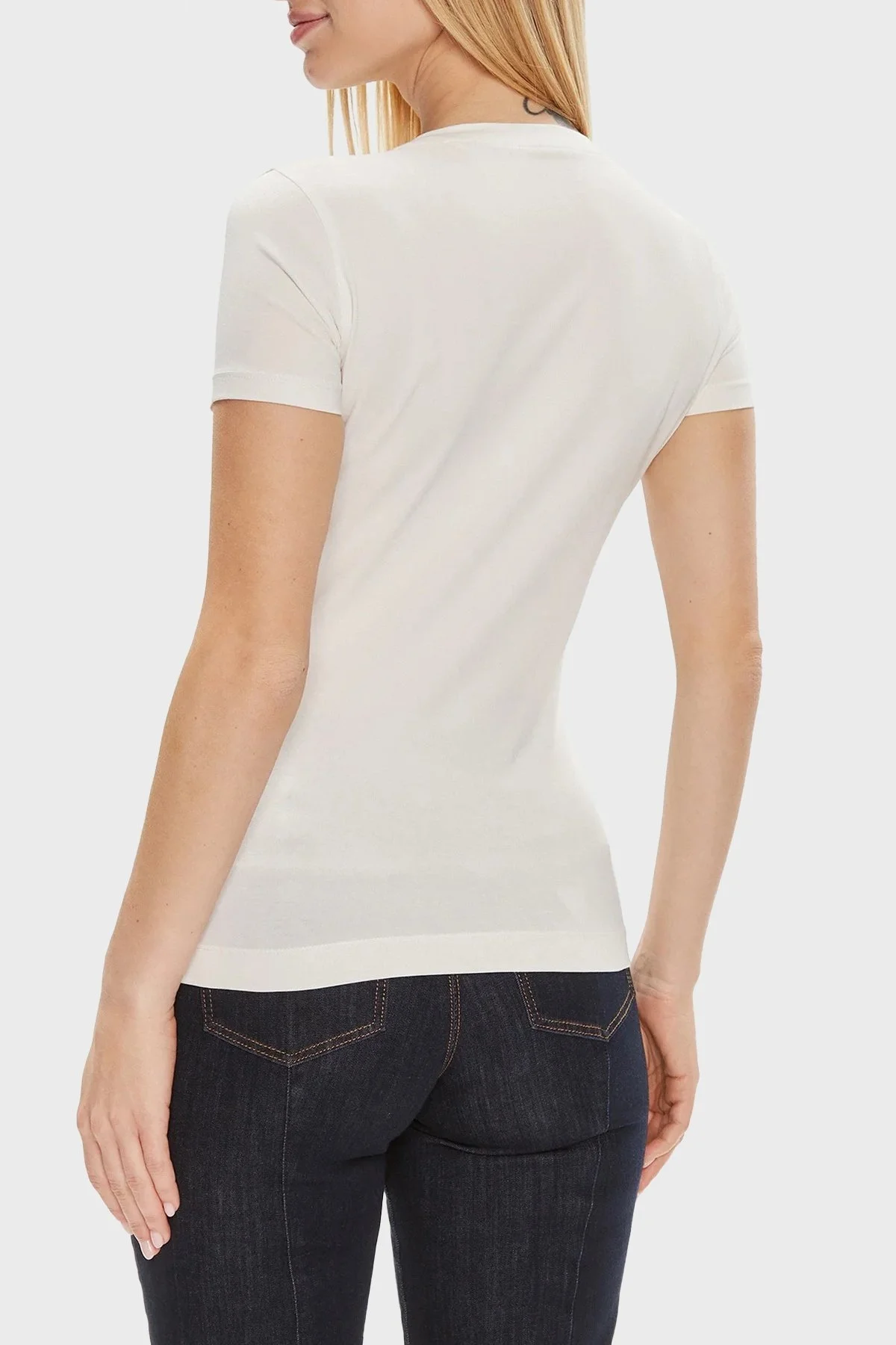 Guess Ss Cn Tropical Pamuklu Slim Fit W4GI62J1314 Bayan T Shirt W4GI62 J1314 G012 BEYAZ - 2