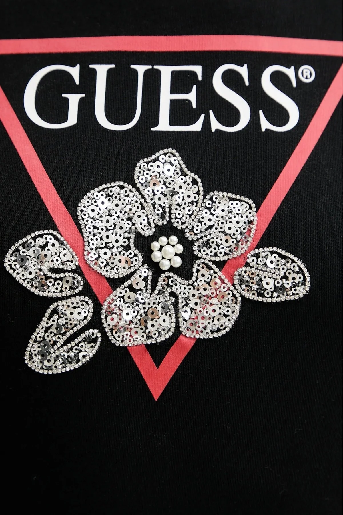 Guess Ss Flower Pamuklu Regular Fit Bisiklet Yaka Logolu W5YI38I3Z14 Bayan T Shirt W5YI38 I3Z14 JBLK SİYAH - 5