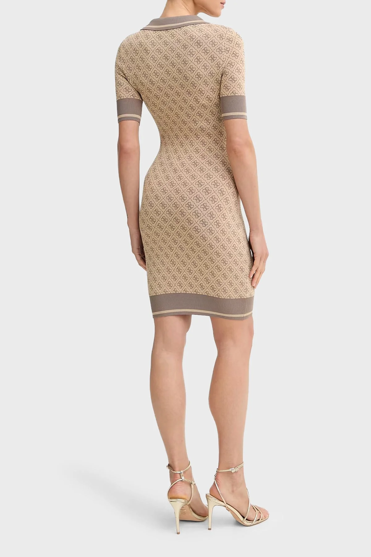 Guess Ss Lise 4G Logolu Slim Fit Mini Triko W6YK32Z0963 Kadın Elbise W6YK32 Z0963 F1FP Kahve - 3