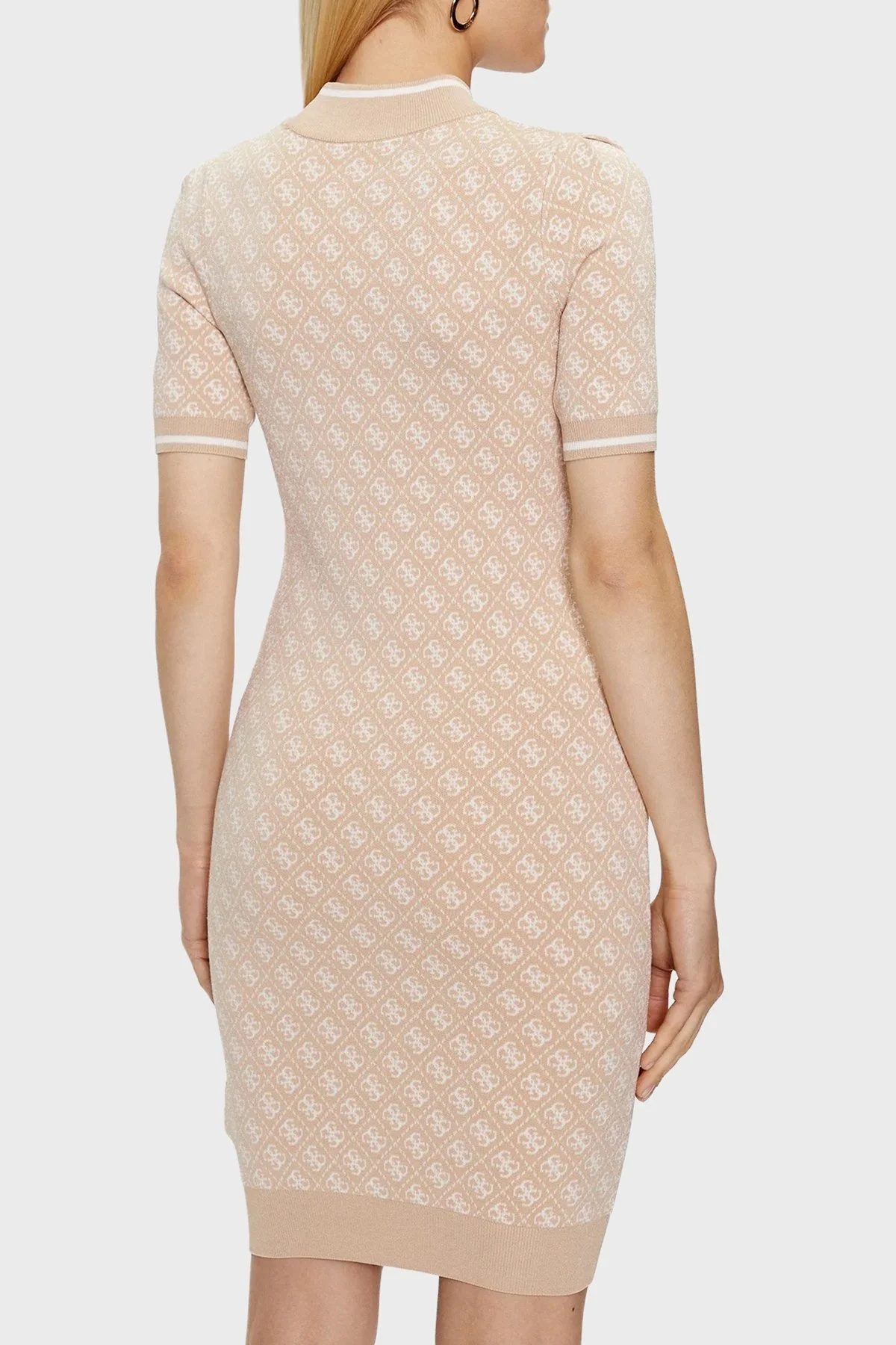 Guess Ss Lise Slim Fit Bisiklet Yaka Logo Desenli Mini W3YK39Z37K0 Bayan Elbise W3YK39 Z37K0 F05O BEJ - 3