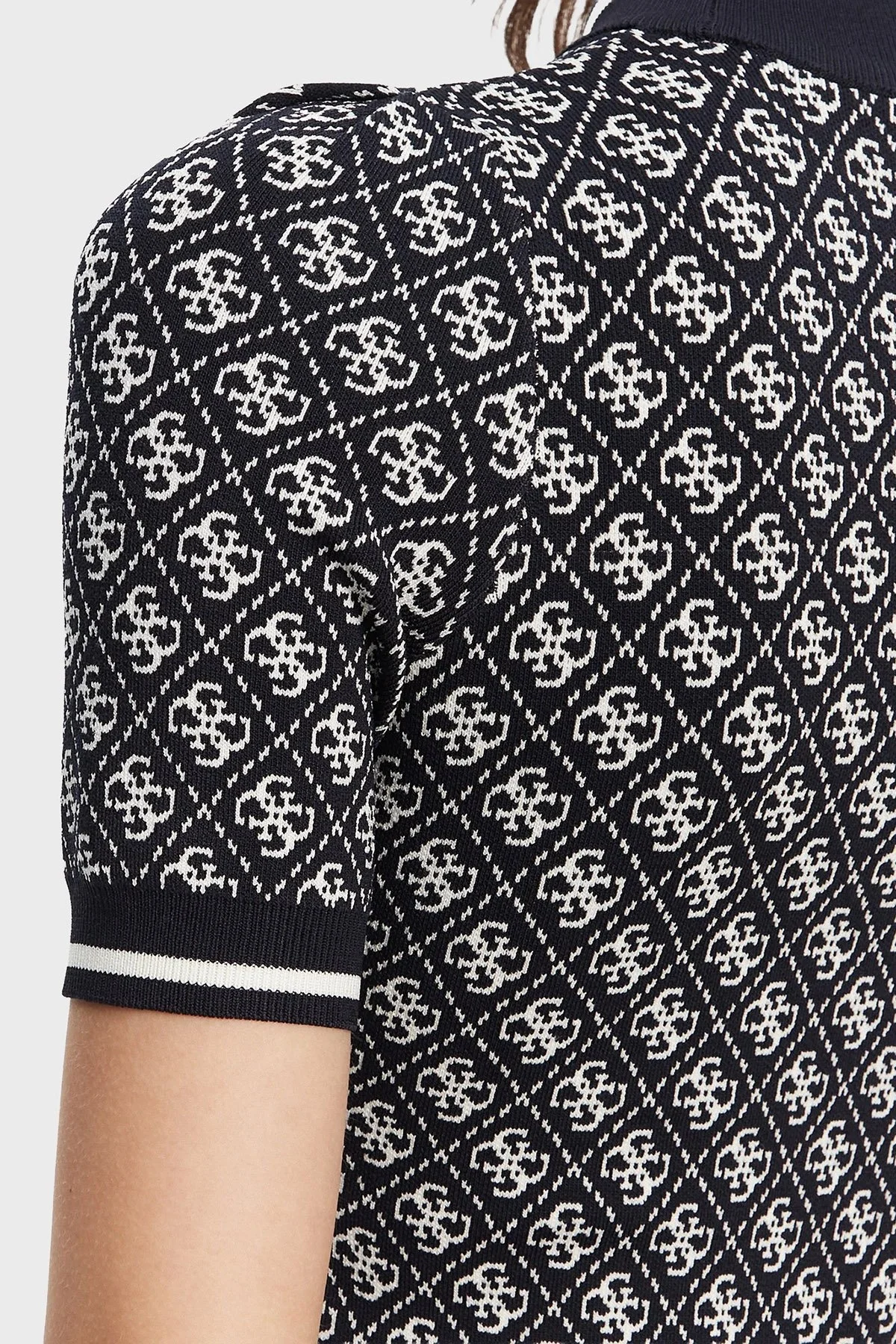 Guess Ss Lise Slim Fit Bisiklet Yaka Logo Desenli Mini W3YK39Z37K0 Bayan Elbise W3YK39 Z37K0 FBCF SİYAH - 5