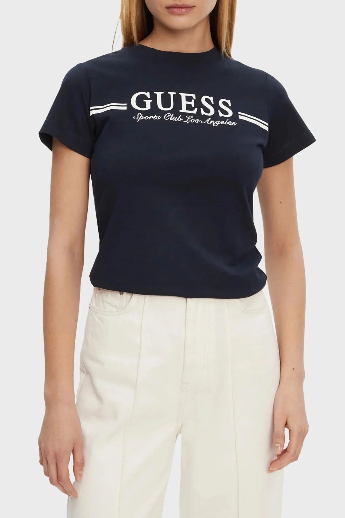 Guess Ss Logo Baskılı Pamuklu Regular Fit Bisiklet Yaka V5GI03I3Z14 Bayan T Shirt V5GI03 I3Z14 A71W LACİVERT - 6