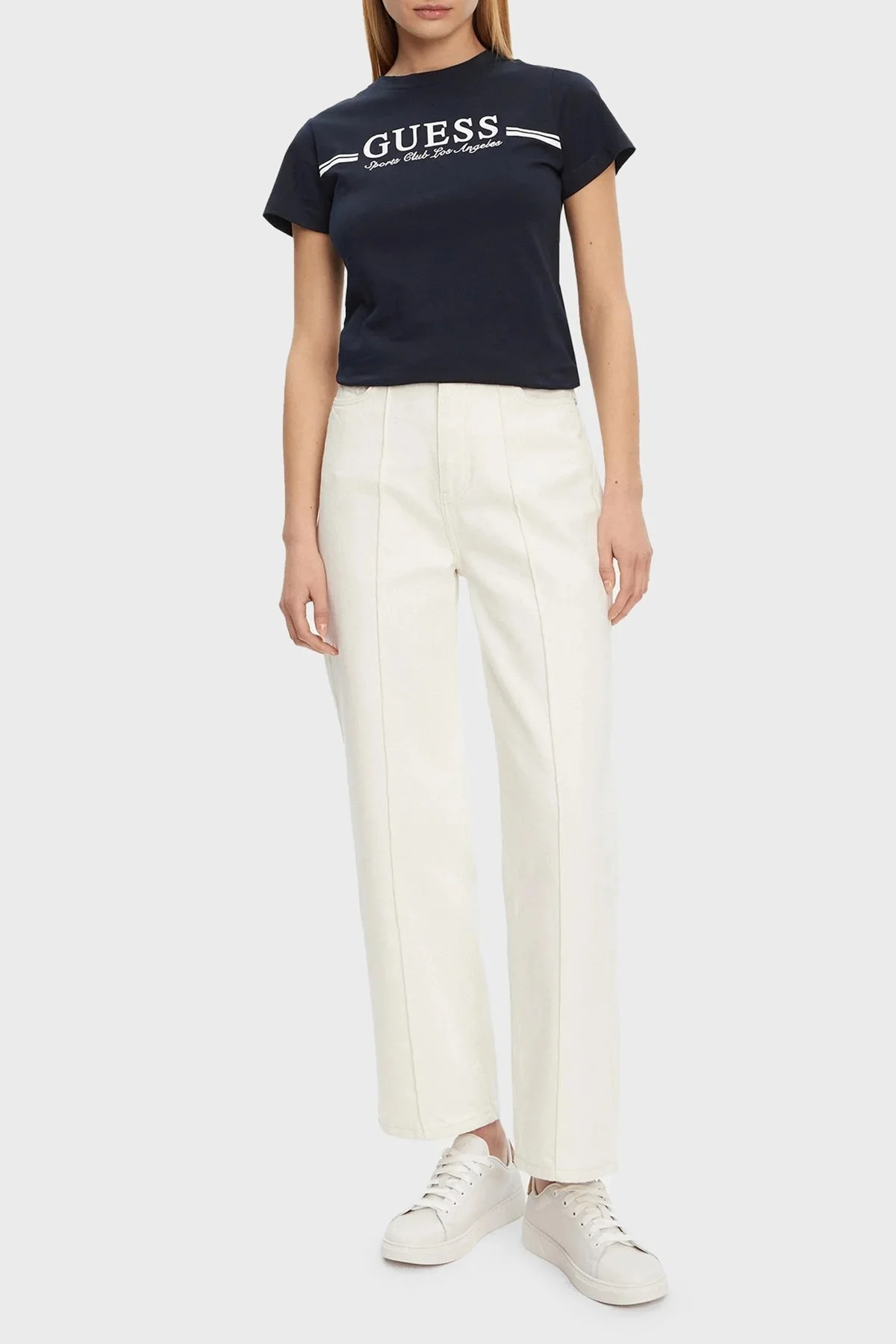 Guess Ss Logo Baskılı Pamuklu Regular Fit Bisiklet Yaka V5GI03I3Z14 Bayan T Shirt V5GI03 I3Z14 A71W LACİVERT - 7