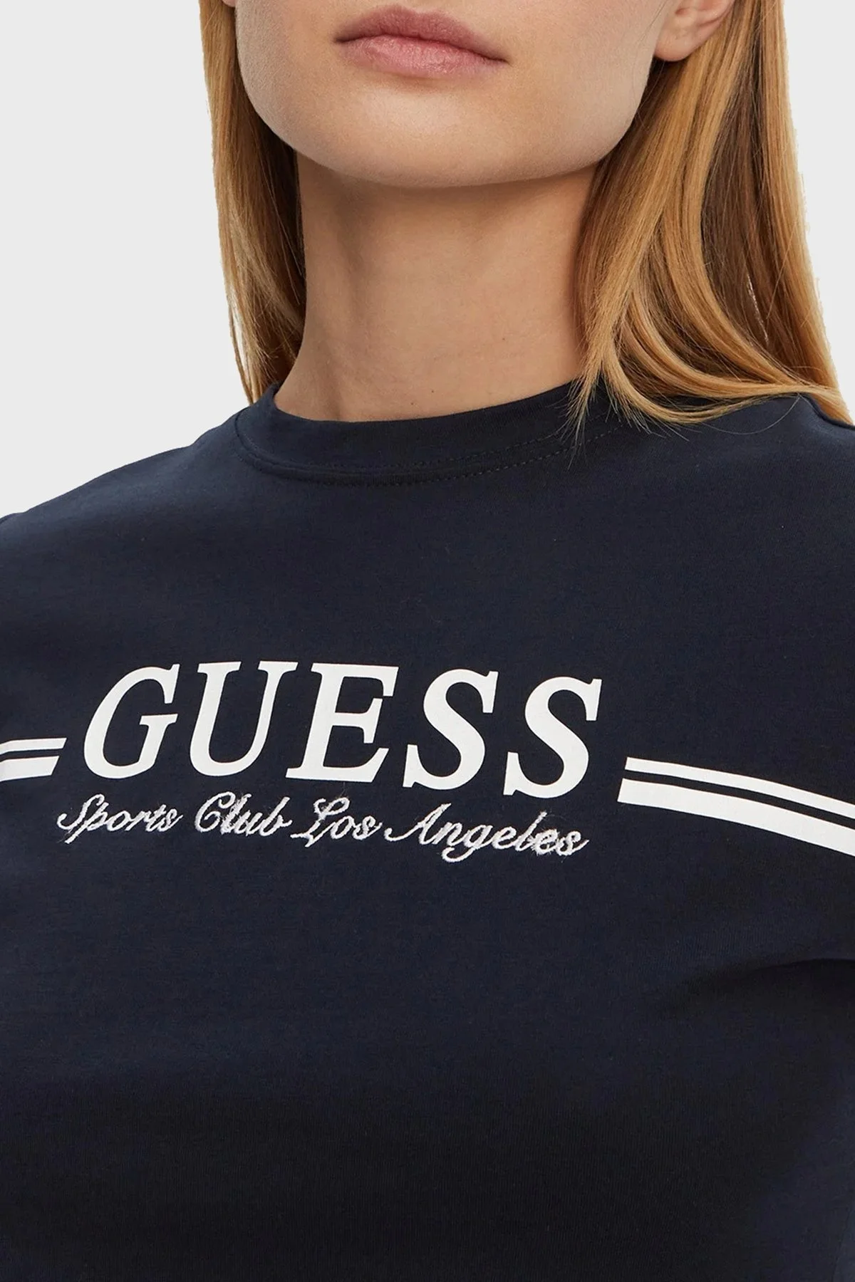 Guess Ss Logo Baskılı Pamuklu Regular Fit Bisiklet Yaka V5GI03I3Z14 Bayan T Shirt V5GI03 I3Z14 A71W LACİVERT - 9