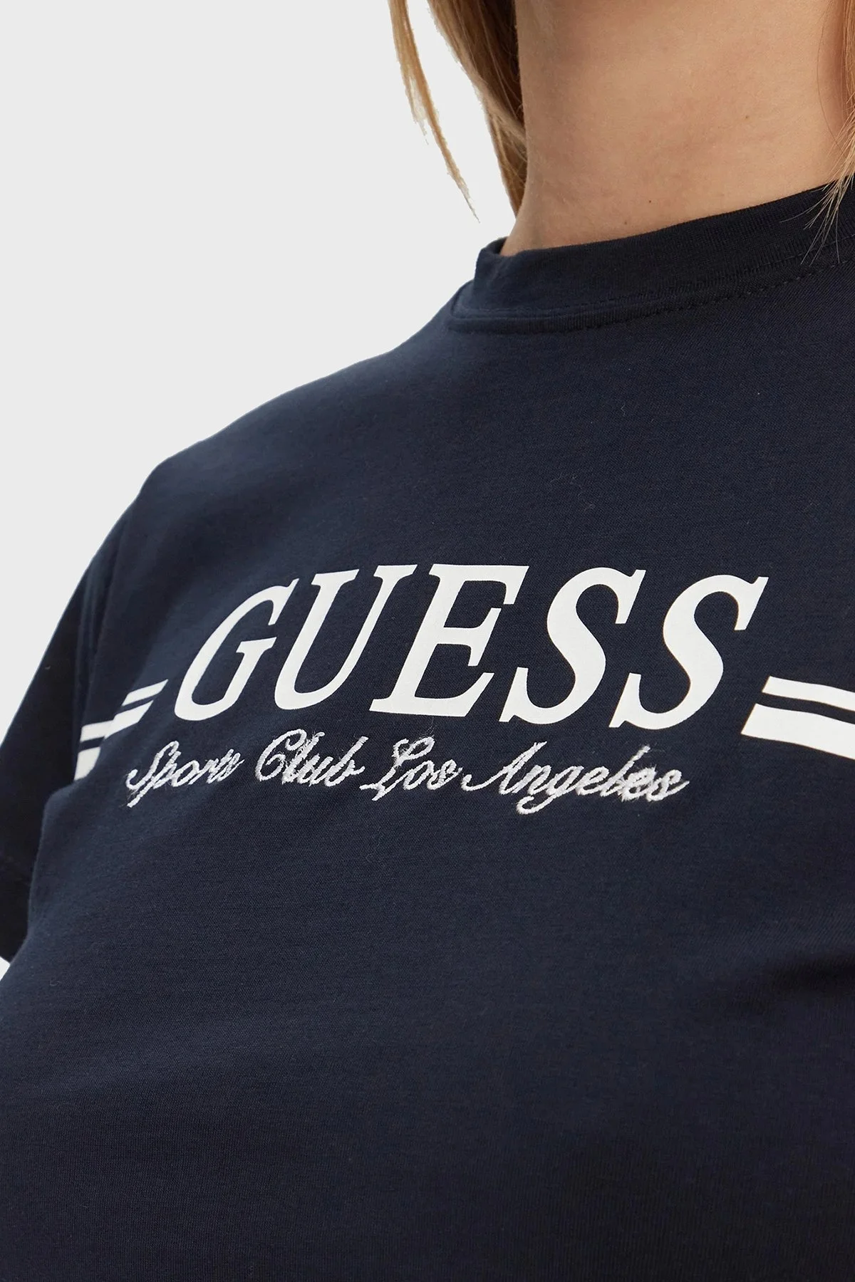Guess Ss Logo Baskılı Pamuklu Regular Fit Bisiklet Yaka V5GI03I3Z14 Bayan T Shirt V5GI03 I3Z14 A71W LACİVERT - 10