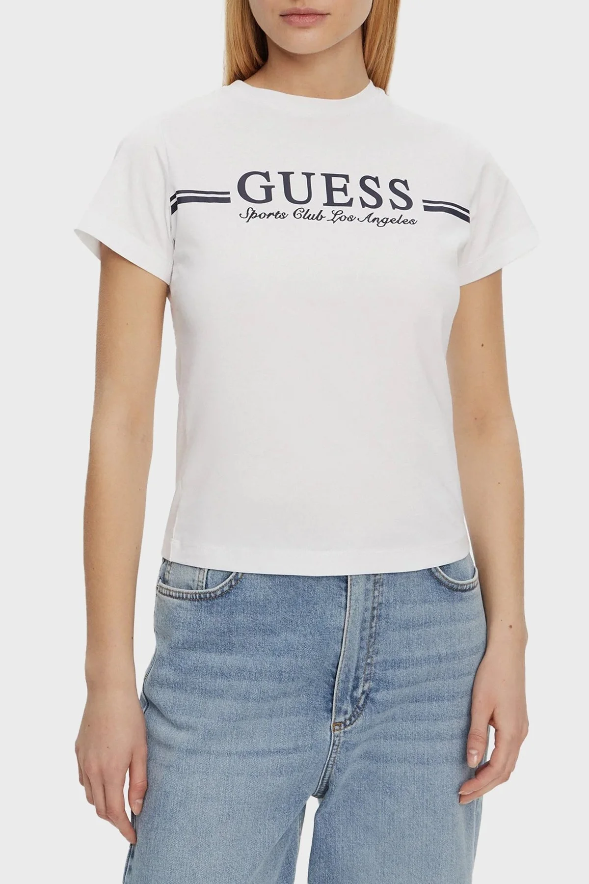 Guess Ss Logo Baskılı Pamuklu Regular Fit Bisiklet Yaka V5GI03I3Z14 Bayan T Shirt V5GI03 I3Z14 G011 BEYAZ - 6