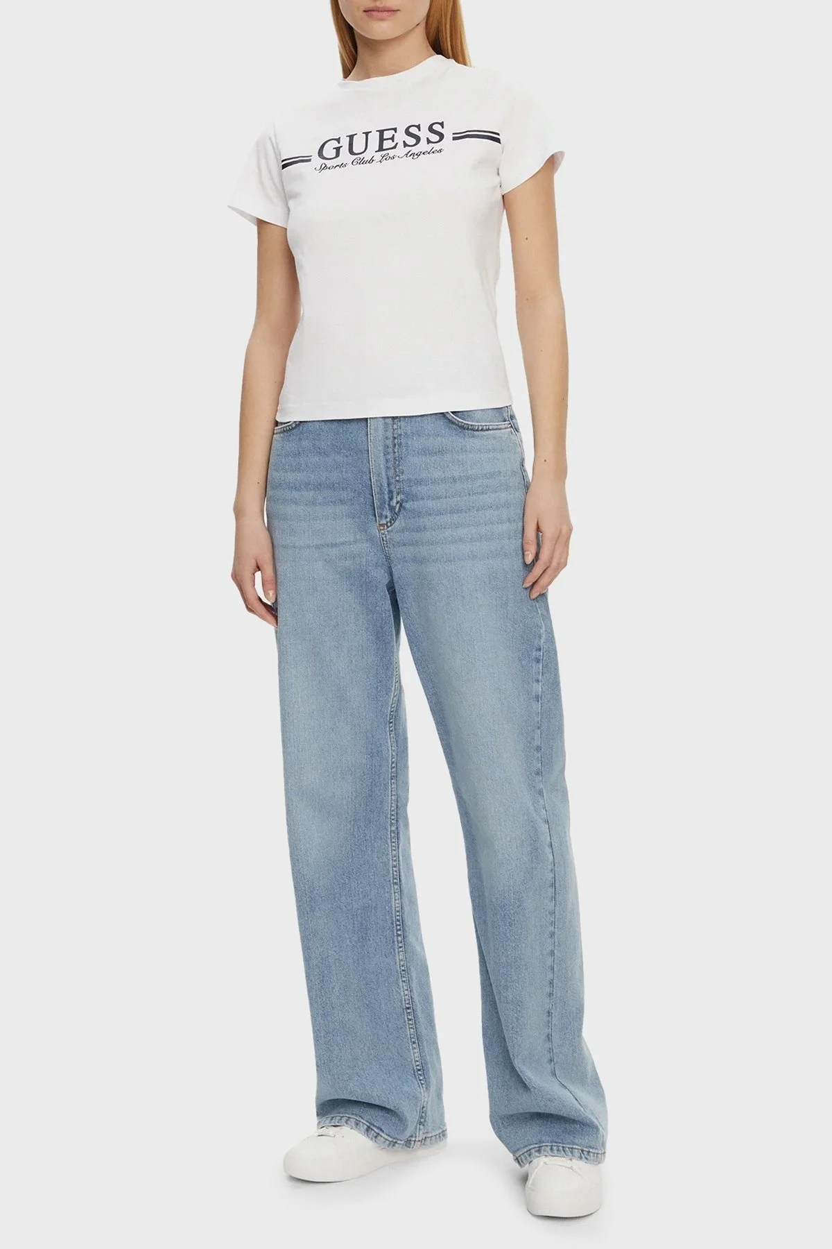 Guess Ss Logo Baskılı Pamuklu Regular Fit Bisiklet Yaka V5GI03I3Z14 Bayan T Shirt V5GI03 I3Z14 G011 BEYAZ - 7