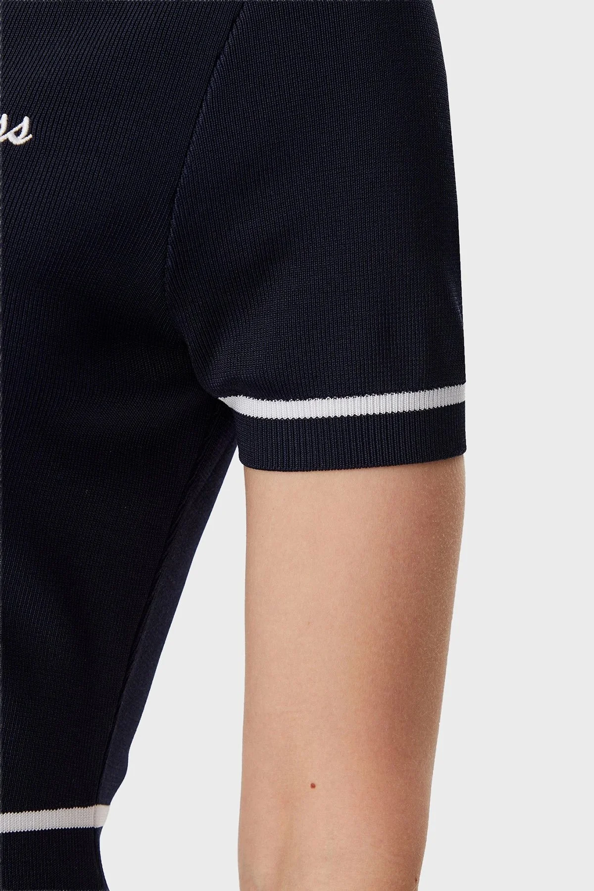 Guess Ss Logolu Şerit Detaylı Regular Fit Polo Yaka Mini Triko V5GK00Z3D60 Bayan Elbise V5GK00 Z3D60 A71W LACİVERT - 5