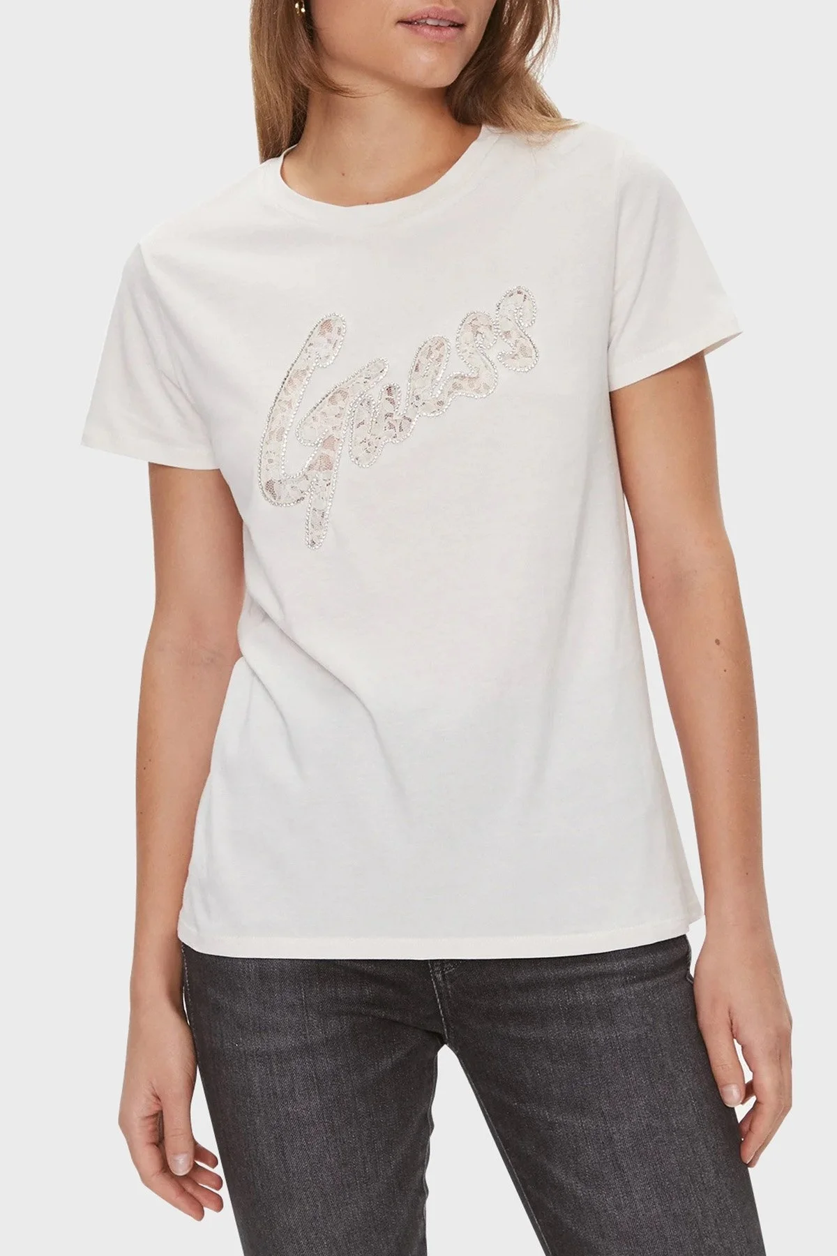 Guess Ss Organik Pamuklu Regular Fit W4RI25 K9RM1 Bayan T Shirt W4RI25K9RM1 G012 BEYAZ - 1