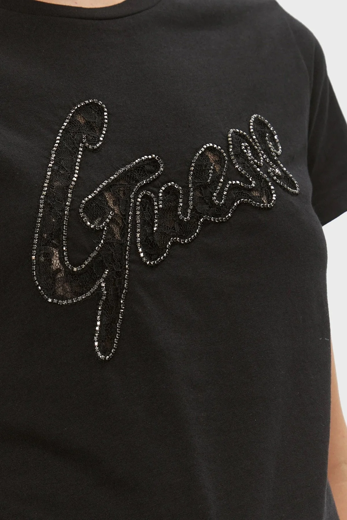 Guess Ss Organik Pamuklu Regular Fit W4RI25 K9RM1 Bayan T Shirt W4RI25K9RM1 JBLK SİYAH - 5