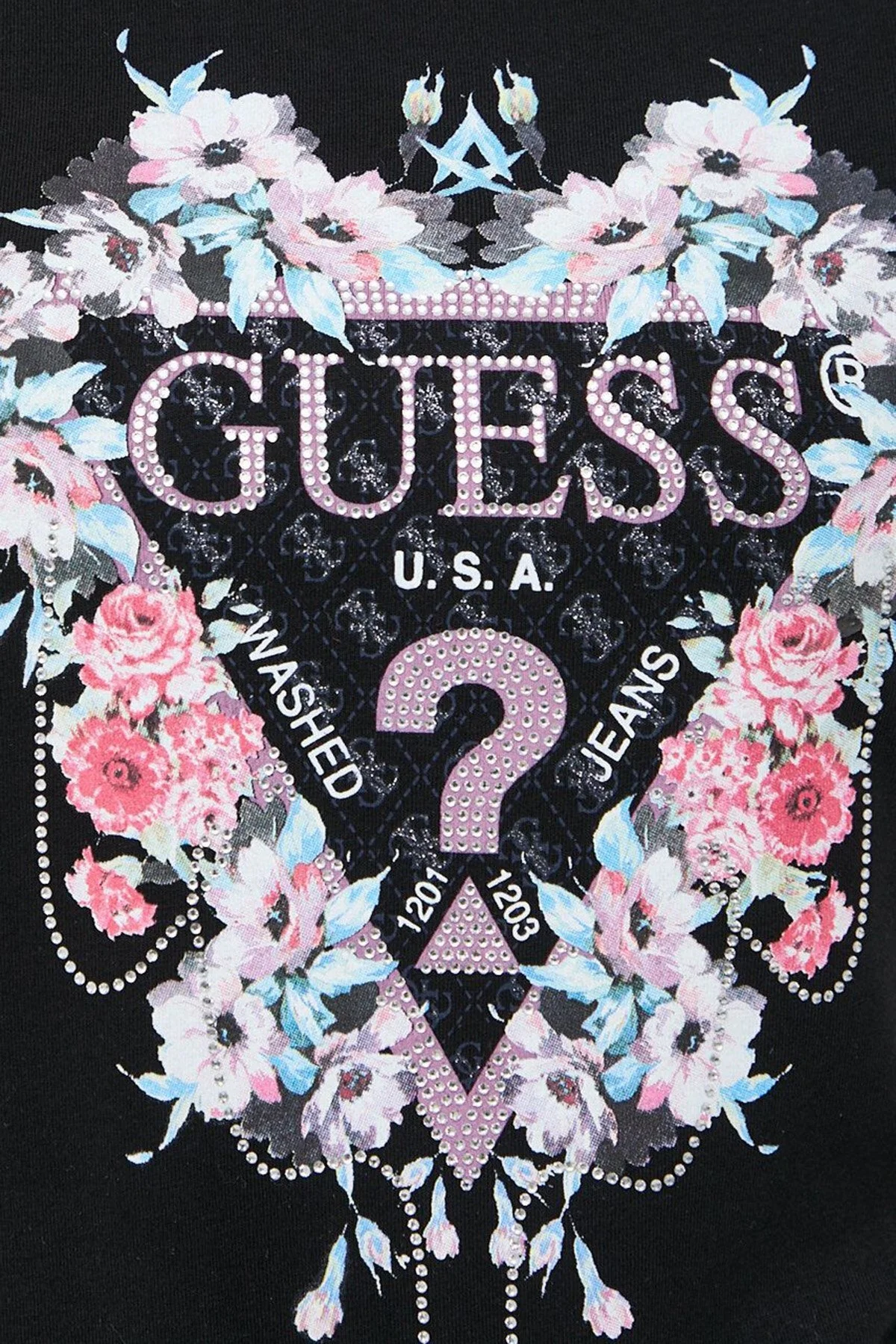 Guess Ss Rn Flowers Pamuklu Slim Fit W4RI38 J1314 Bayan T Shirt W4RI38J1314 JBLK SİYAH - 5