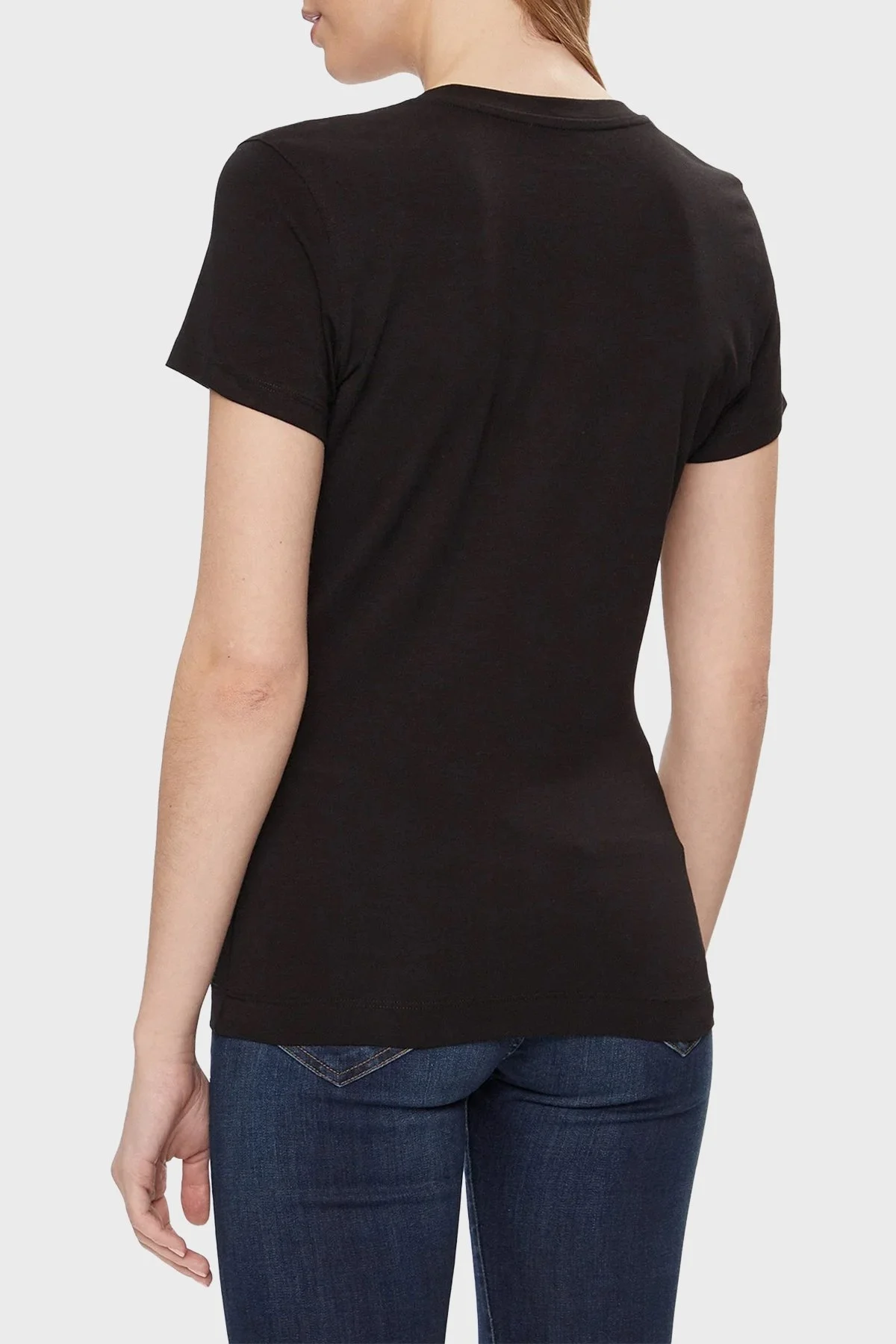 Guess Ss Rn Satın Pamuklu Slim Fit W4GI21J1314 Bayan T Shirt W4GI21 J1314 JBLK SİYAH - 2