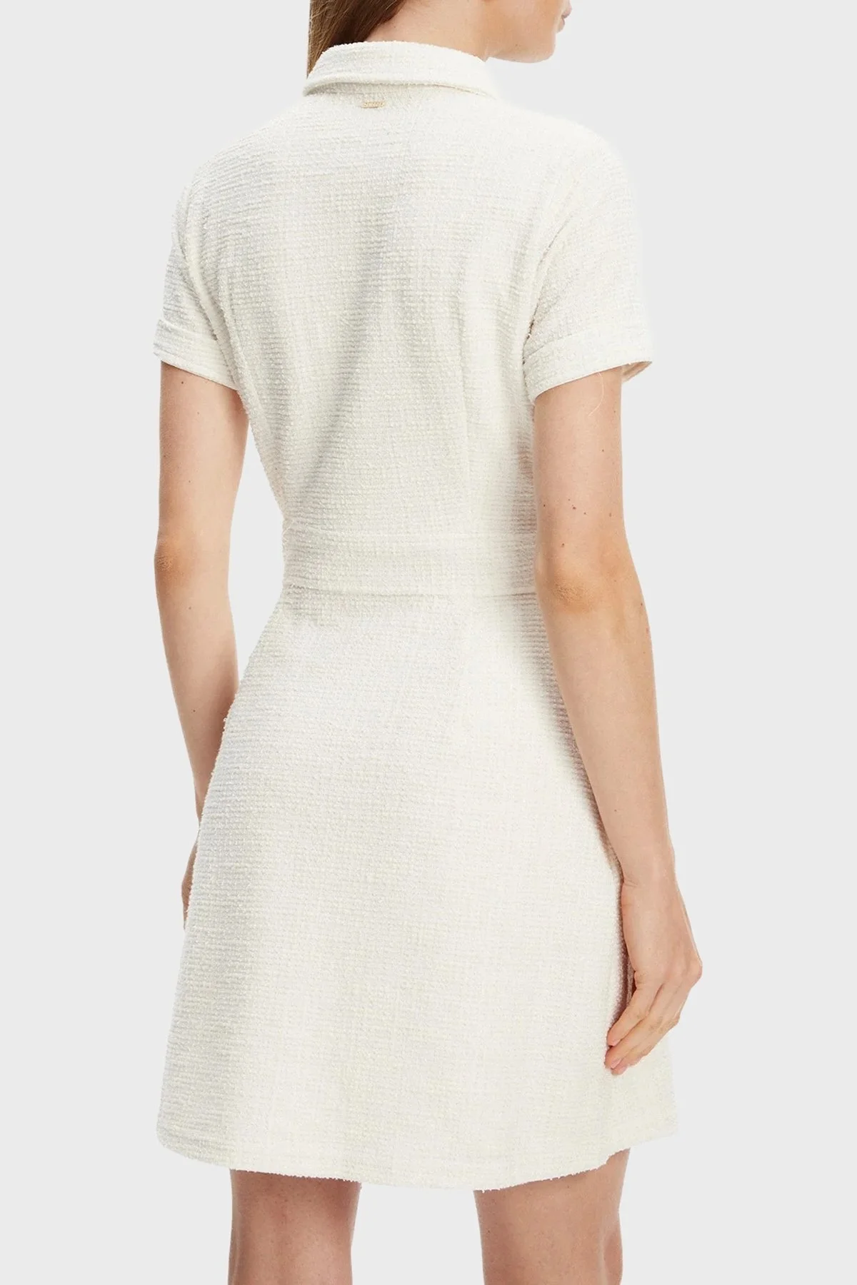 Guess Ss Tamara Regular Fit Gömlek Yaka Düğme Detaylı Tüvit Mini W5YK18KCXO2 Bayan Elbise W5YK18 KCXO2 F0FD BEYAZ - 3